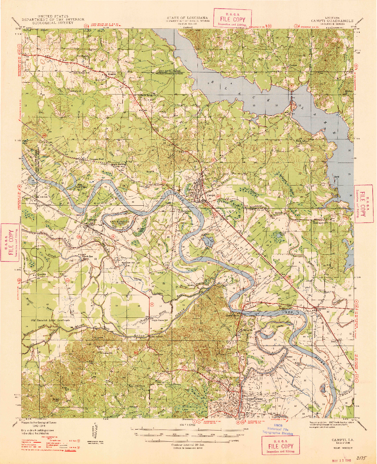 USGS 1:62500-SCALE QUADRANGLE FOR CAMPTI, LA 1948