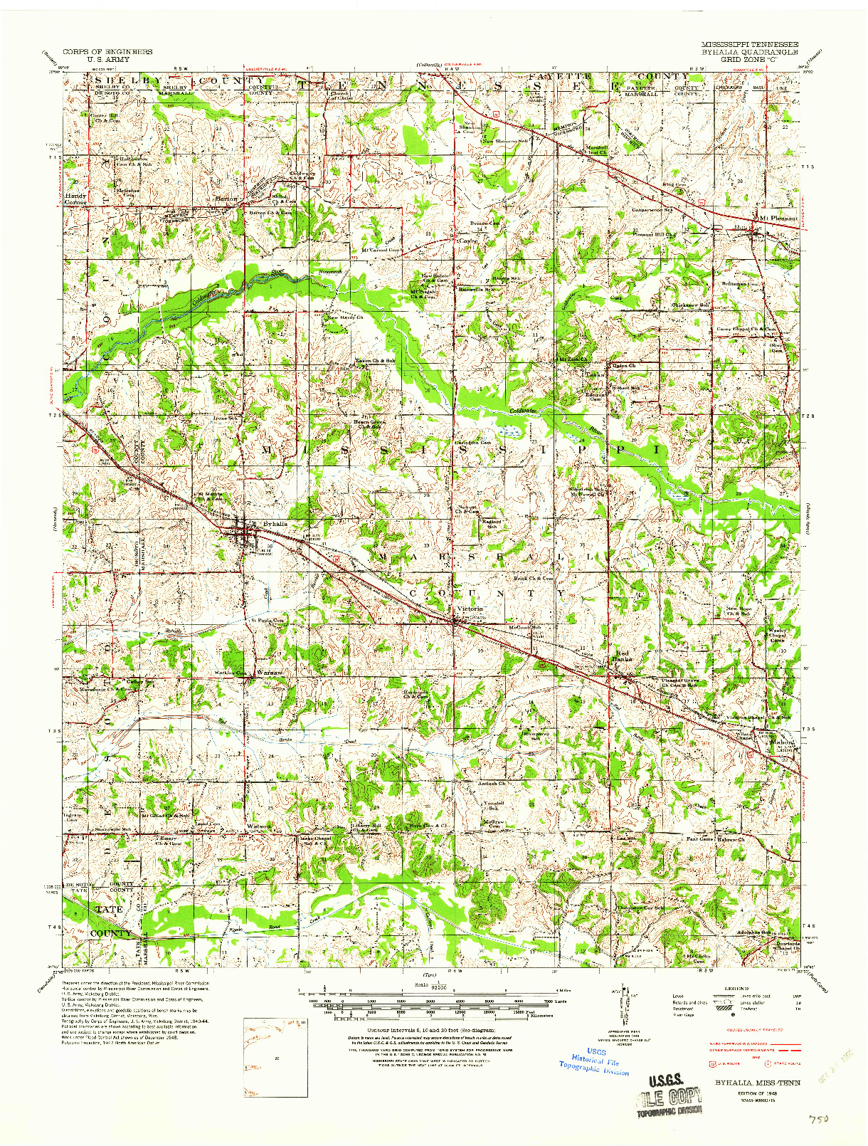 USGS 1:62500-SCALE QUADRANGLE FOR BYHALIA, MS 1948