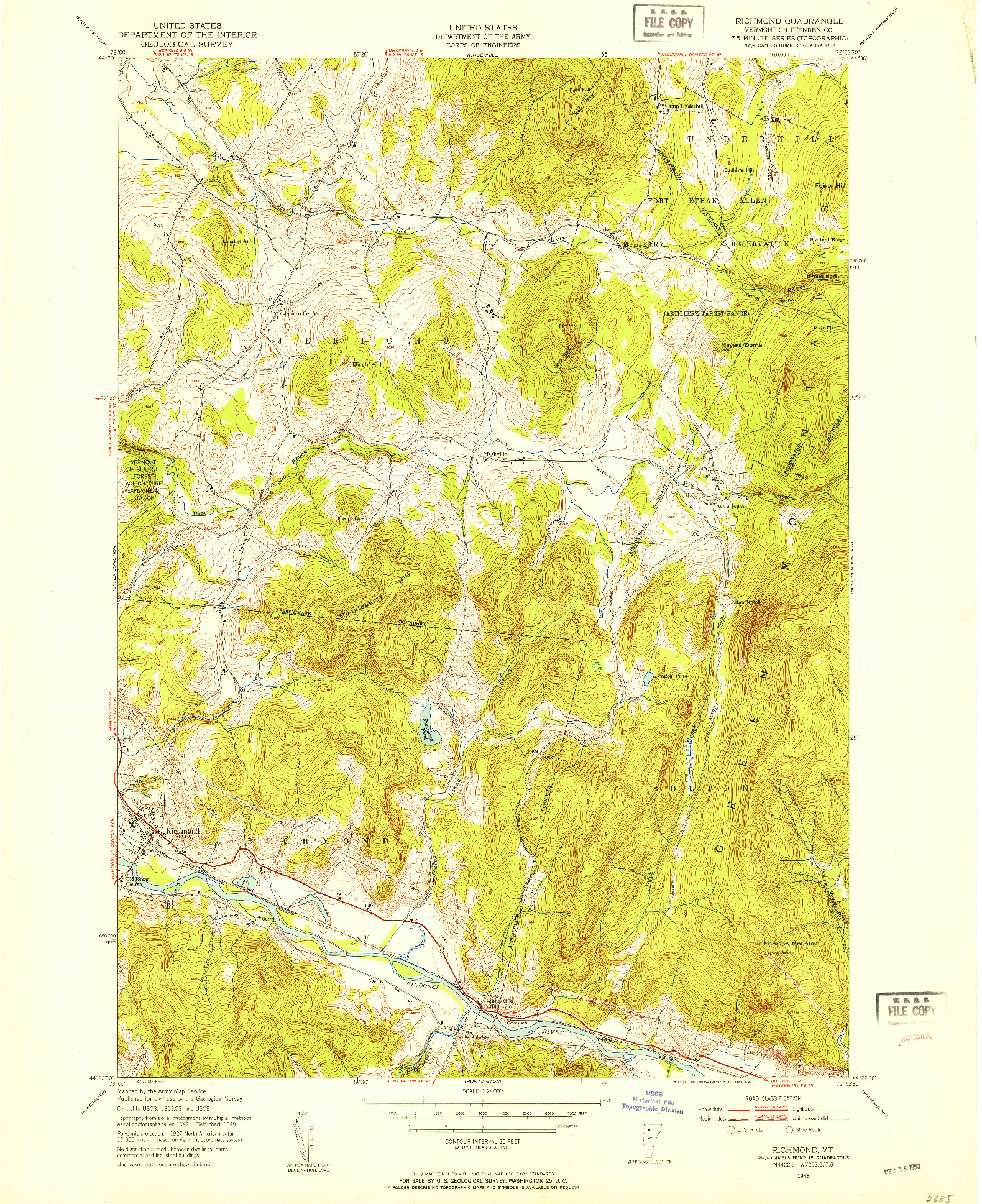 USGS 1:24000-SCALE QUADRANGLE FOR RICHMOND, VT 1948