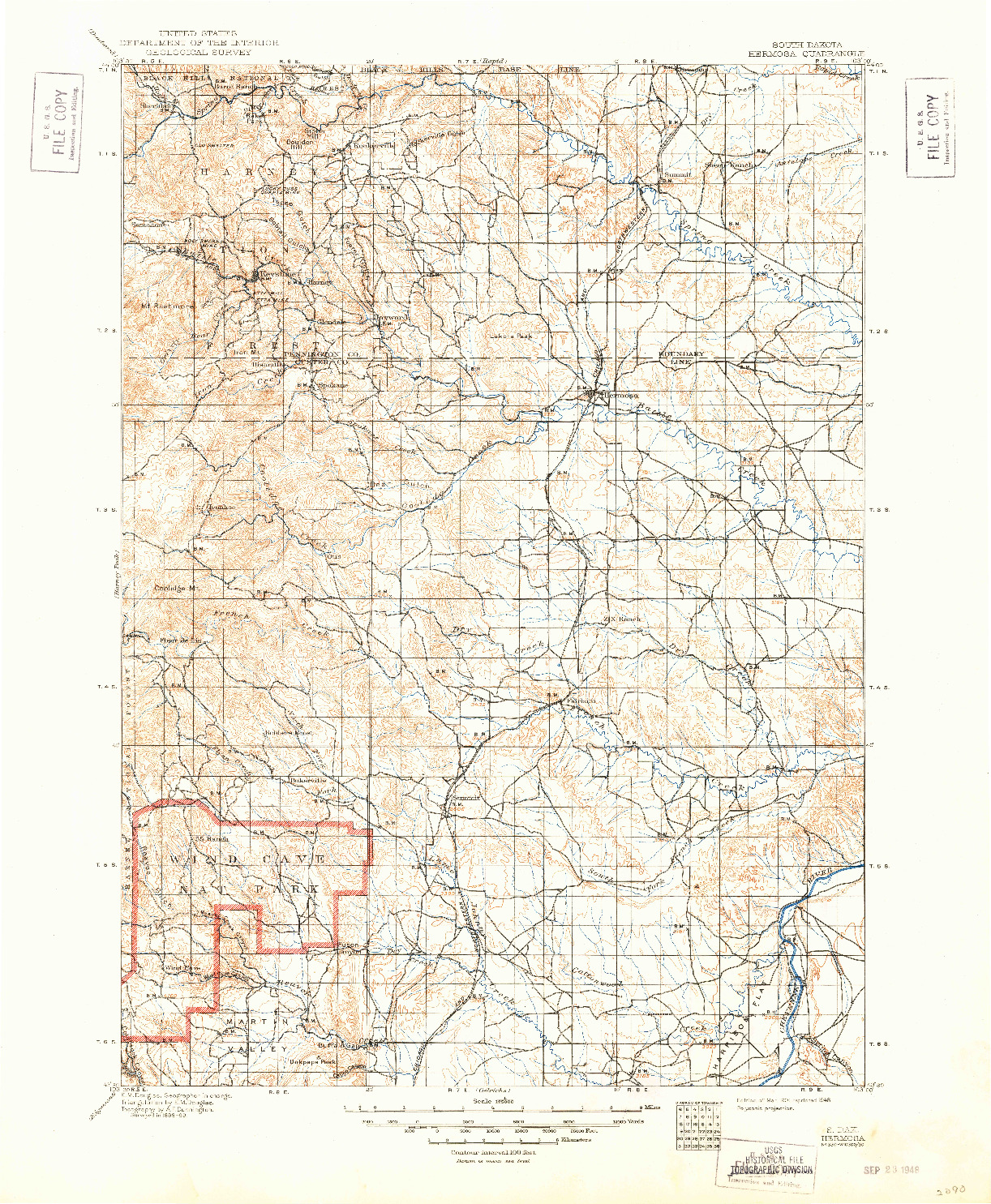 USGS 1:125000-SCALE QUADRANGLE FOR HERMOSA, SD 1901