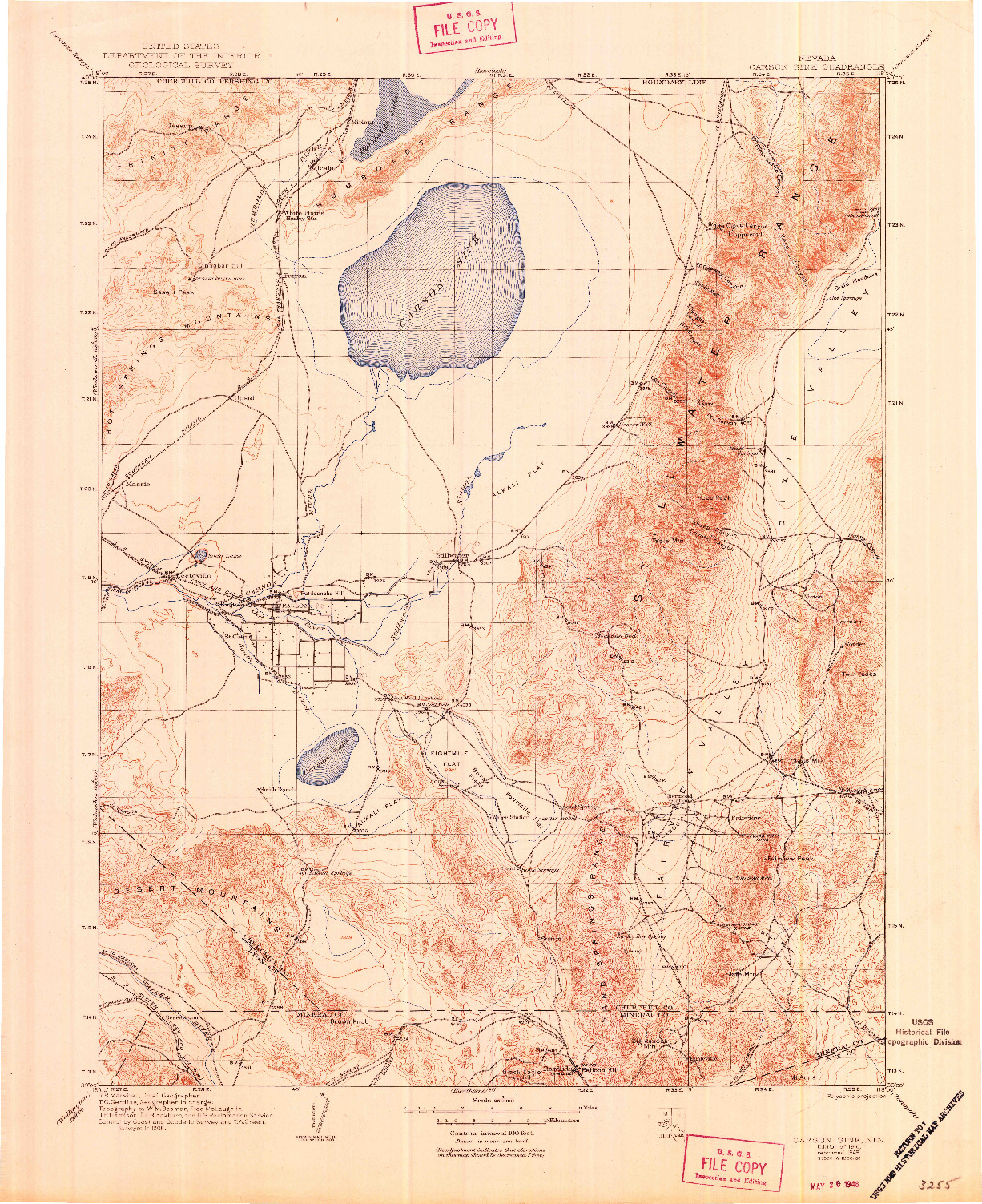 USGS 1:250000-SCALE QUADRANGLE FOR CARSON SINK, NV 1910