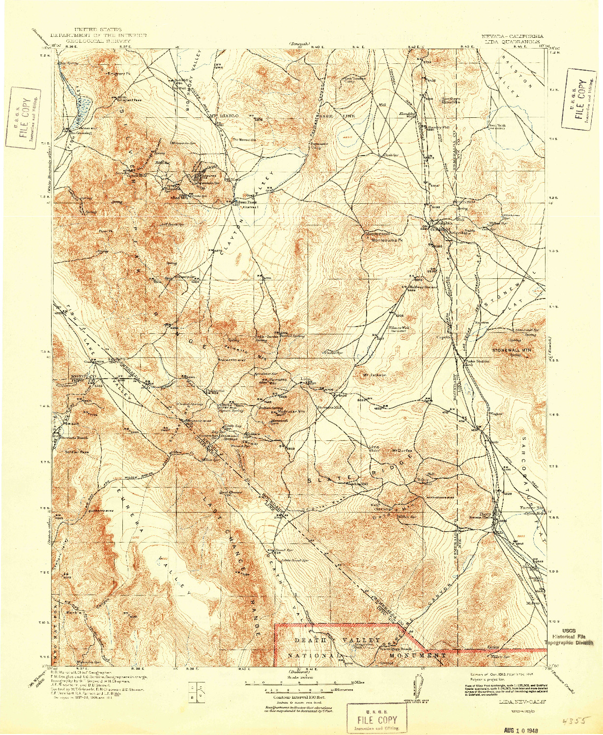 USGS 1:250000-SCALE QUADRANGLE FOR LIDA, NV 1913