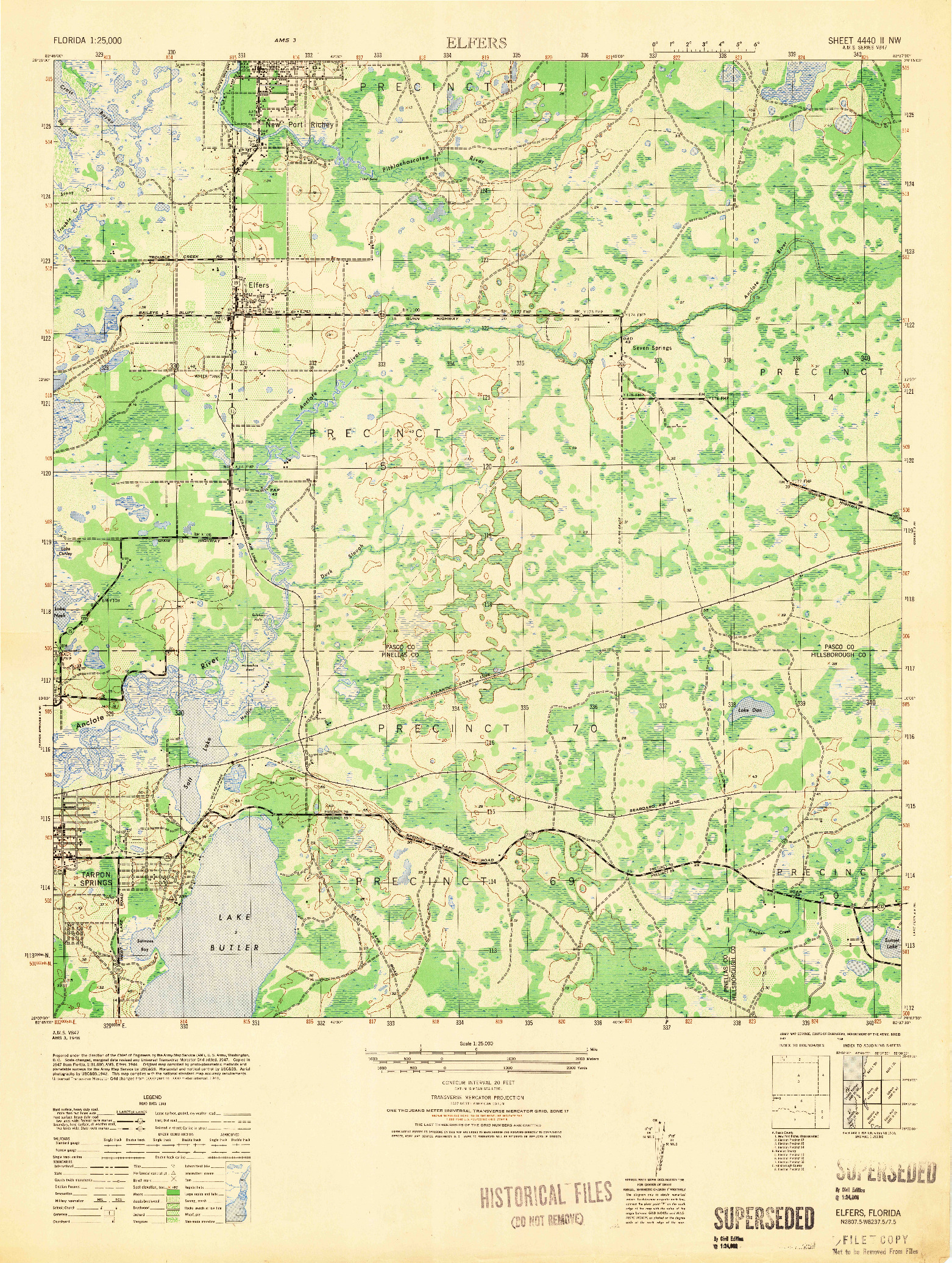 USGS 1:25000-SCALE QUADRANGLE FOR ELFERS, FL 1948