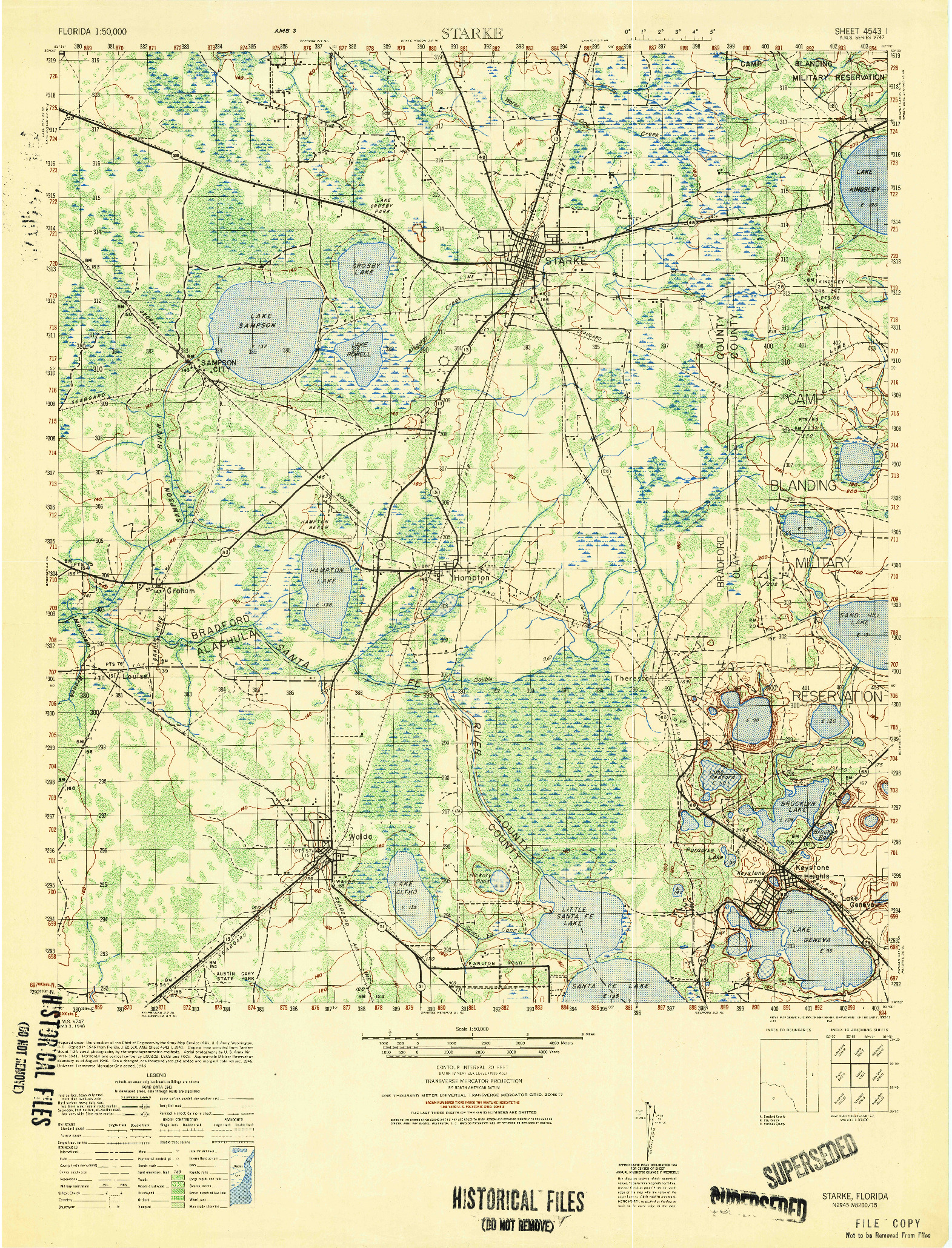 USGS 1:50000-SCALE QUADRANGLE FOR STARKE, FL 1948