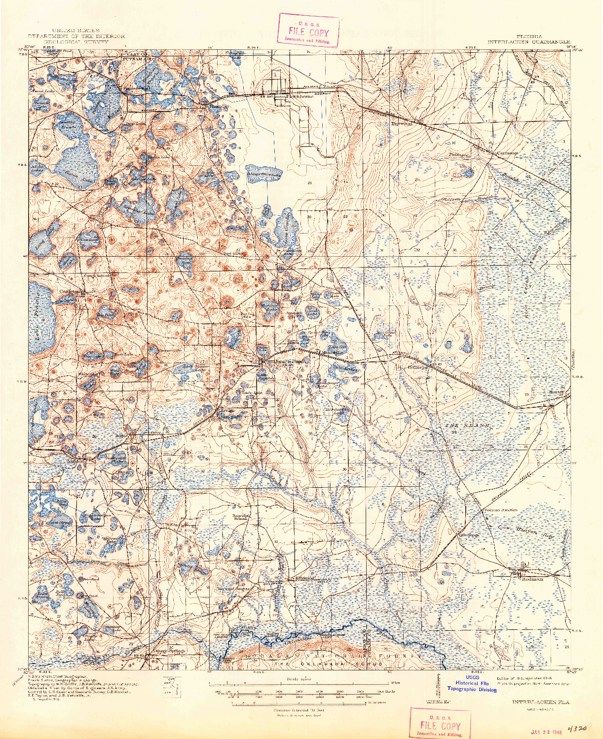 USGS 1:62500-SCALE QUADRANGLE FOR INTERLACHEN, FL 1916