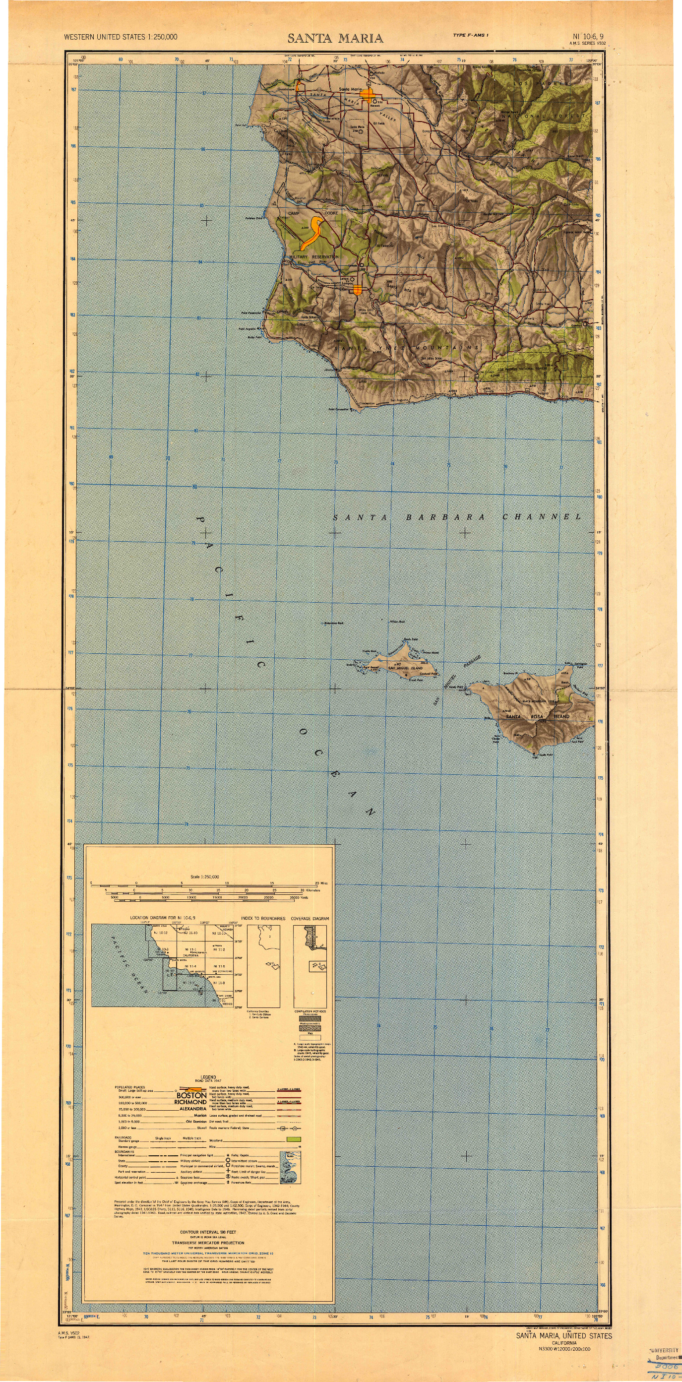 USGS 1:250000-SCALE QUADRANGLE FOR SANTA MARIA, CA 1948