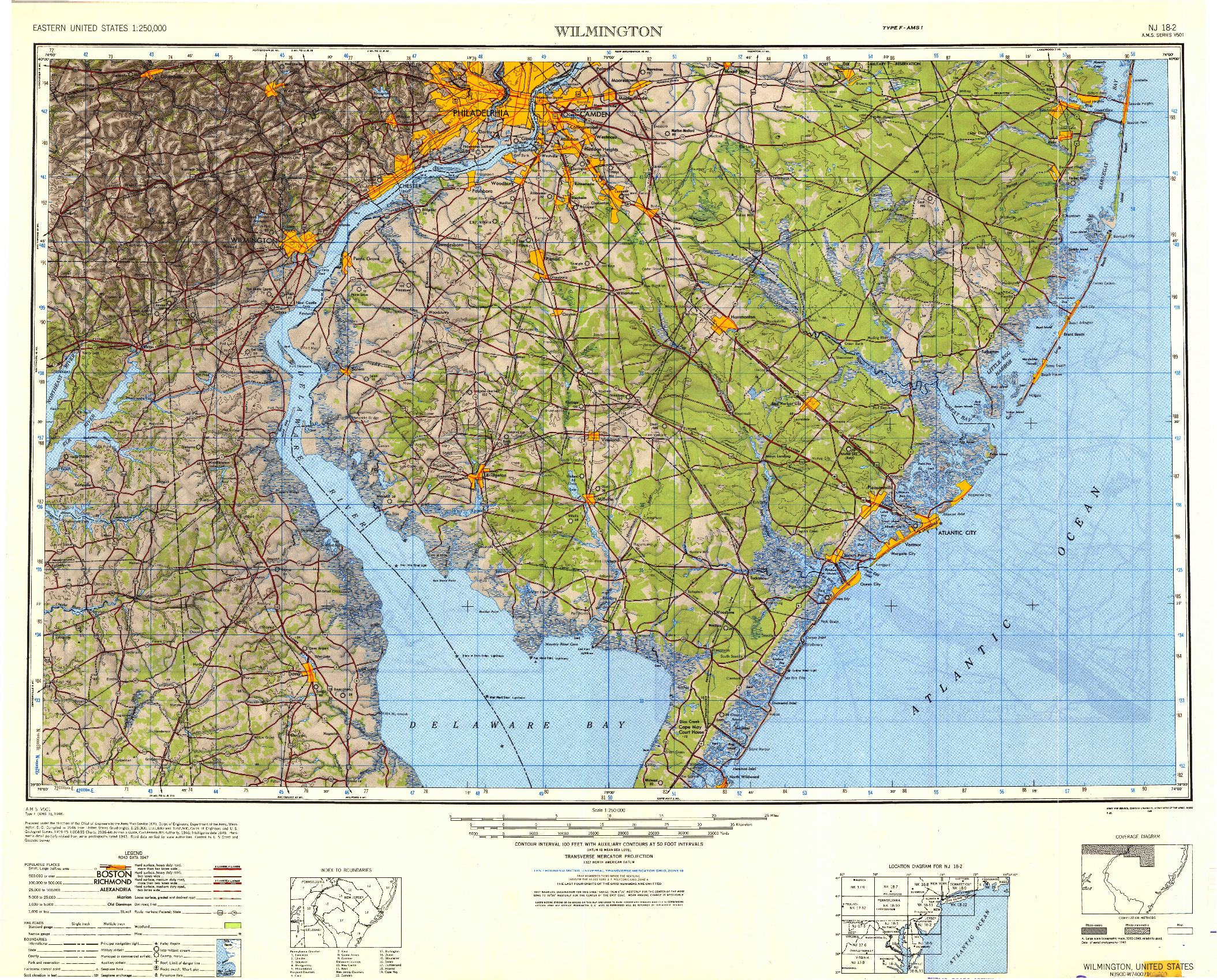 USGS 1:250000-SCALE QUADRANGLE FOR WILMINGTON, DE 1946