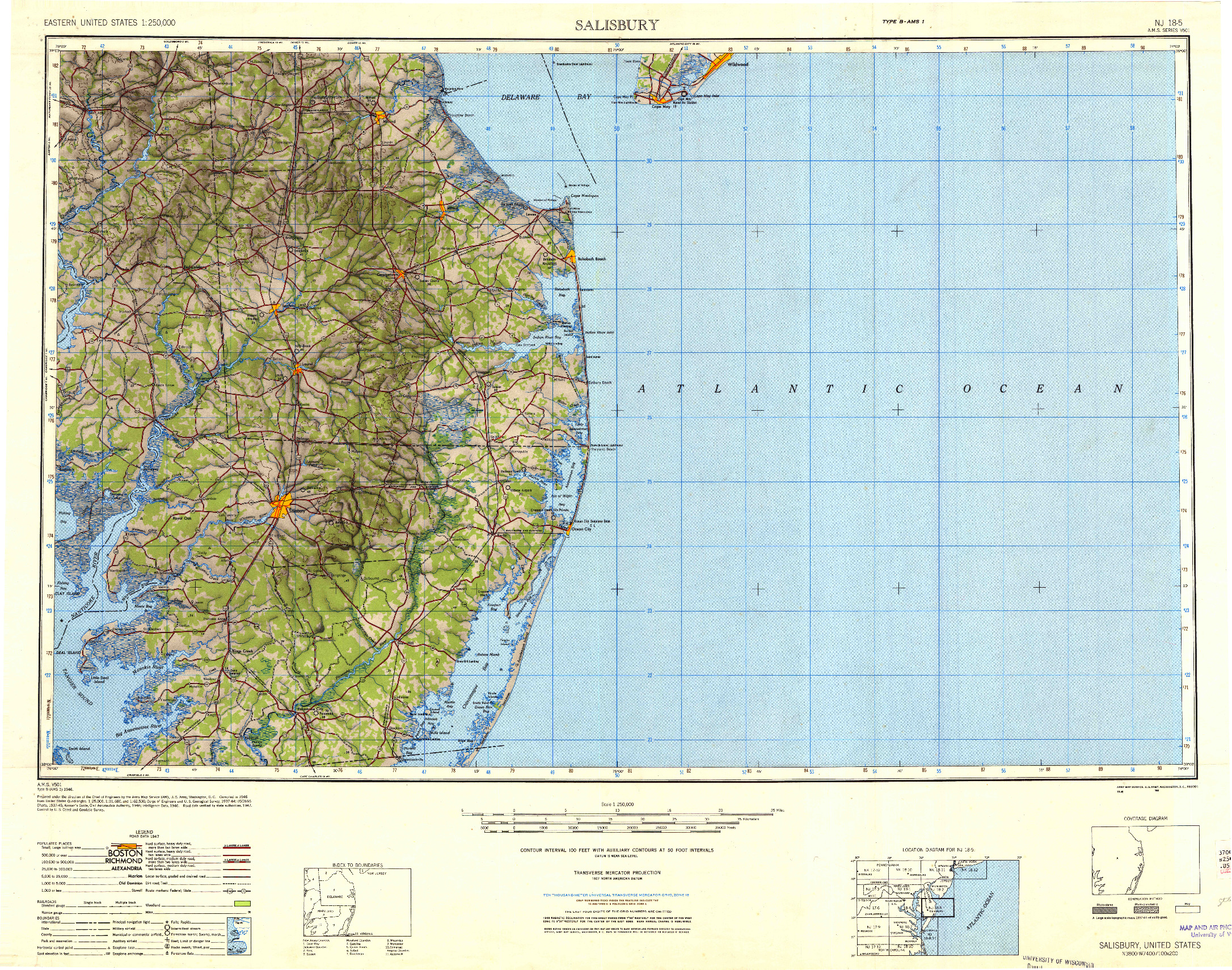 USGS 1:250000-SCALE QUADRANGLE FOR SALISBURY, MD 1946