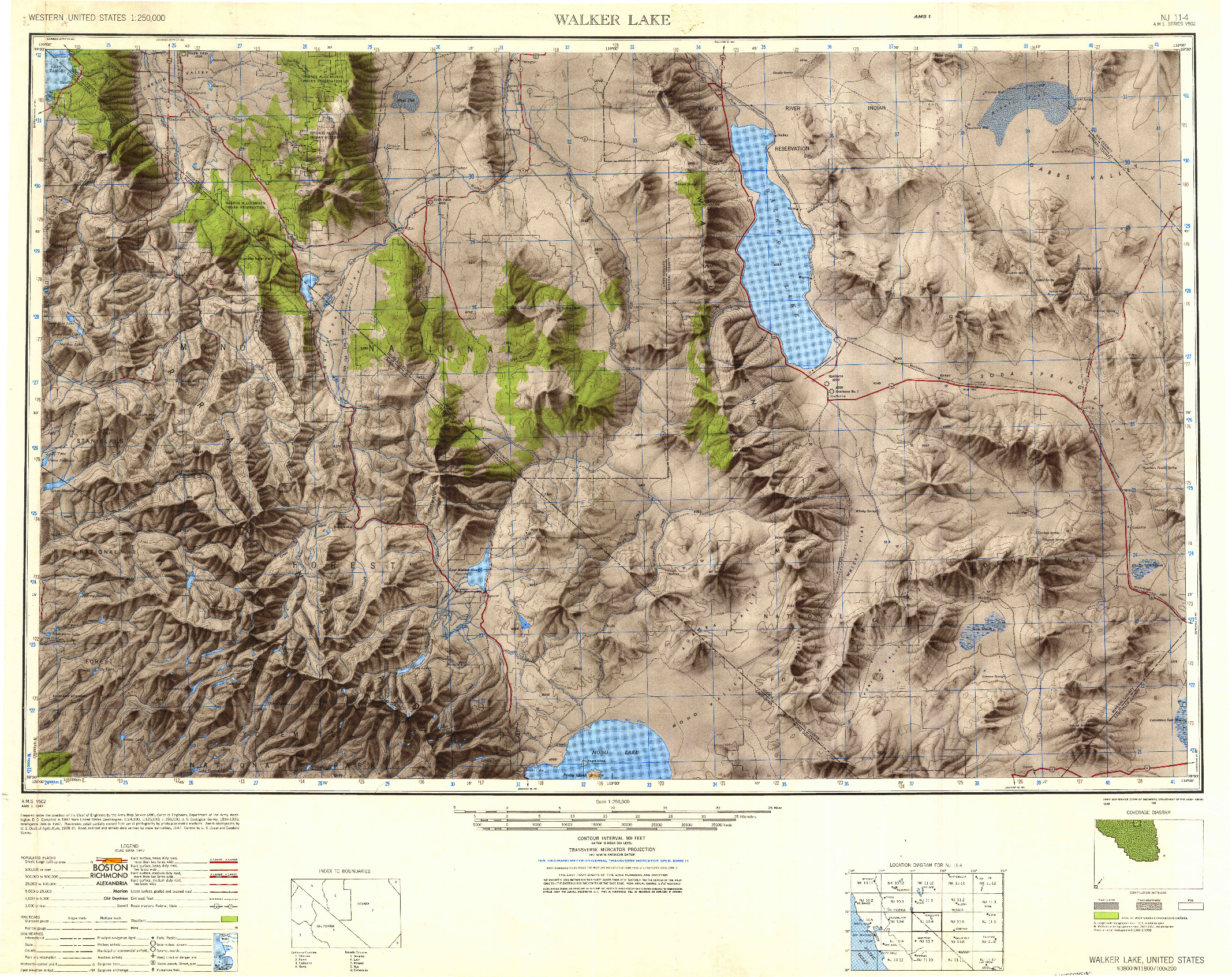 USGS 1:250000-SCALE QUADRANGLE FOR WALKER LAKE, NV 1948