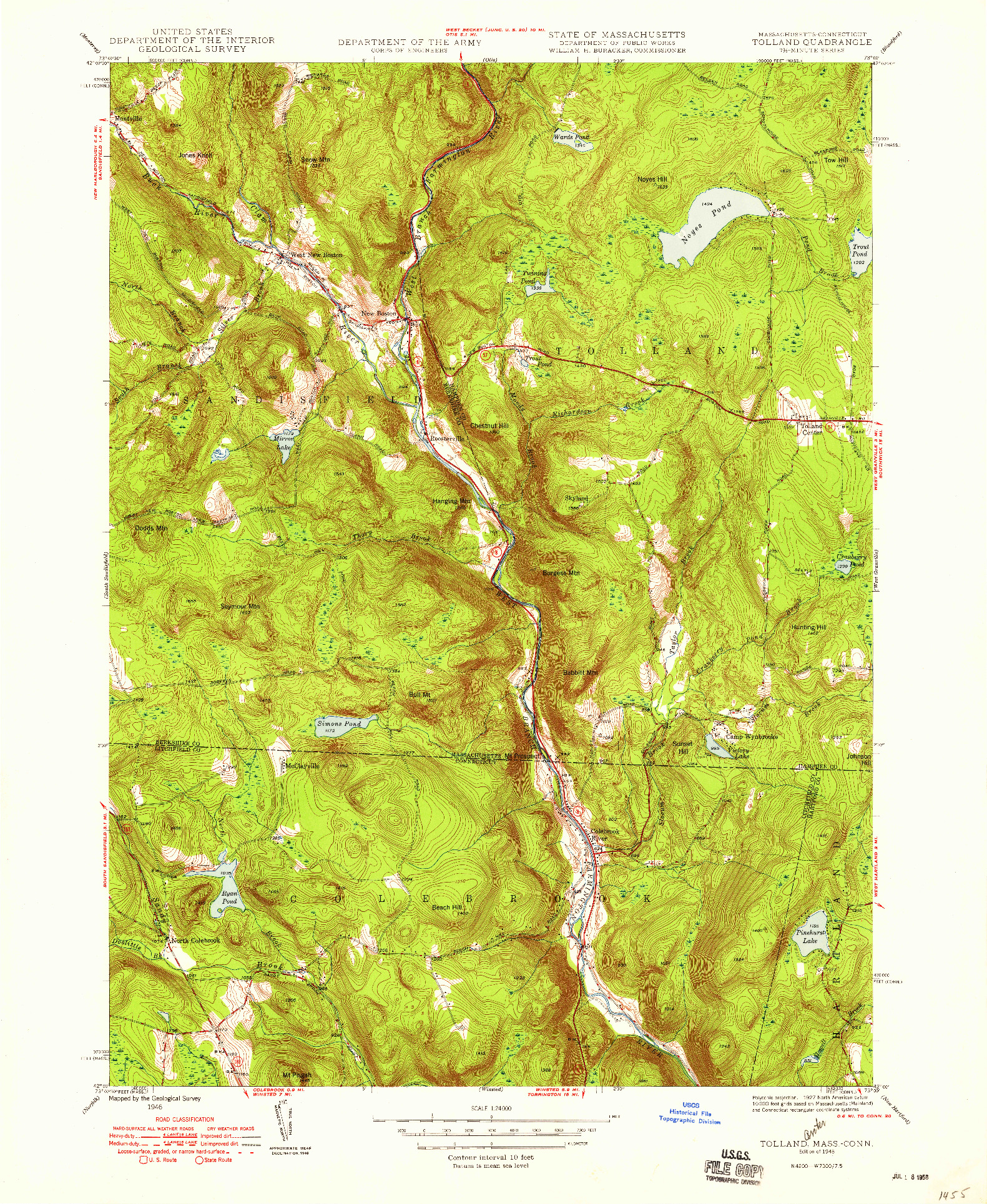 USGS 1:24000-SCALE QUADRANGLE FOR TOLLAND, MA 1948