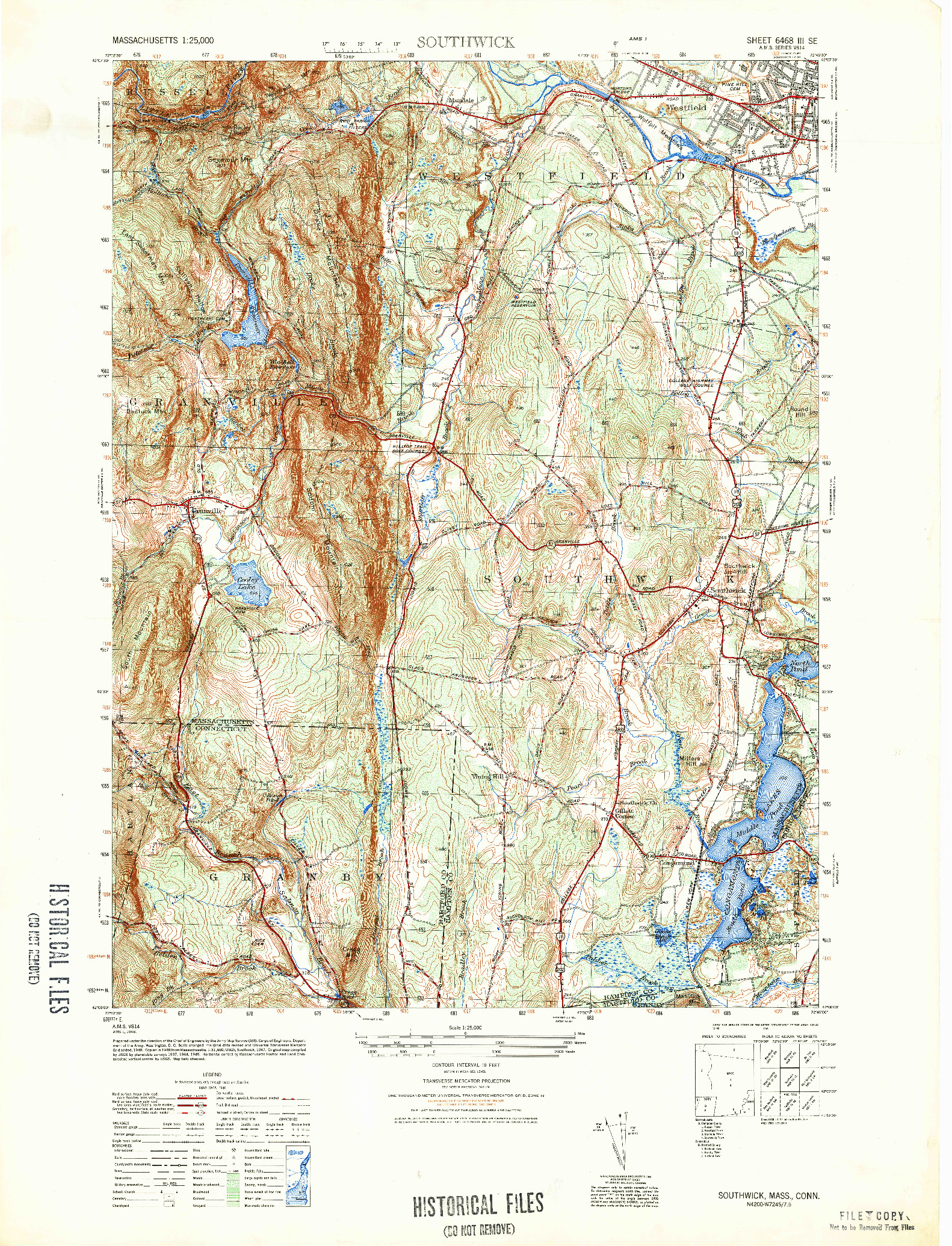 USGS 1:25000-SCALE QUADRANGLE FOR SOUTHWICK, MA 1948