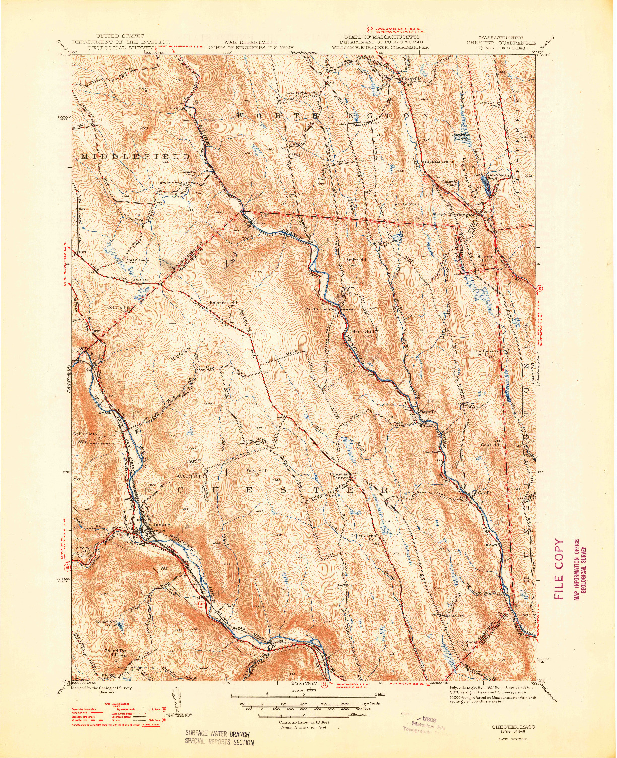 USGS 1:31680-SCALE QUADRANGLE FOR CHESTER, MA 1948