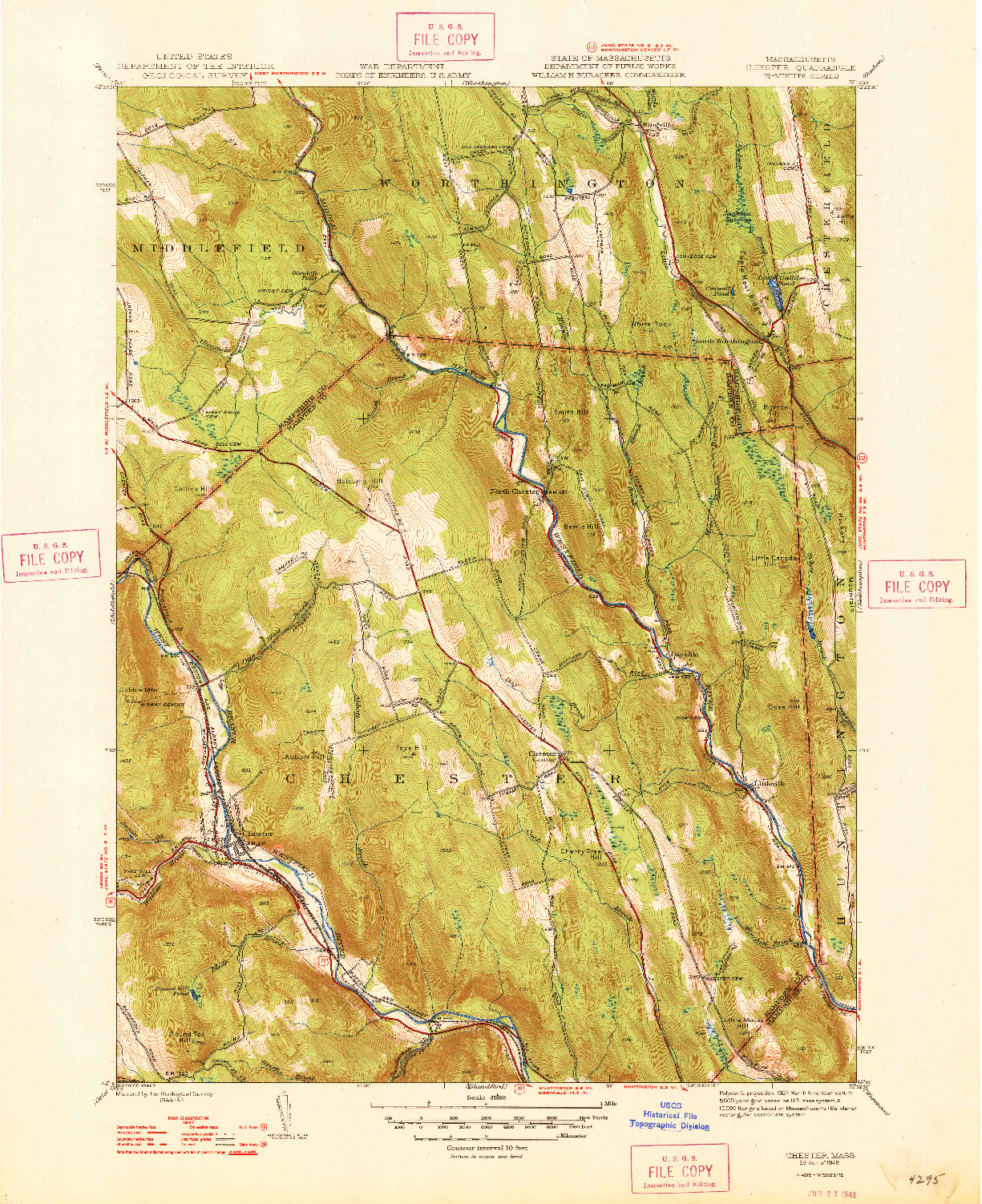 USGS 1:31680-SCALE QUADRANGLE FOR CHESTER, MA 1948