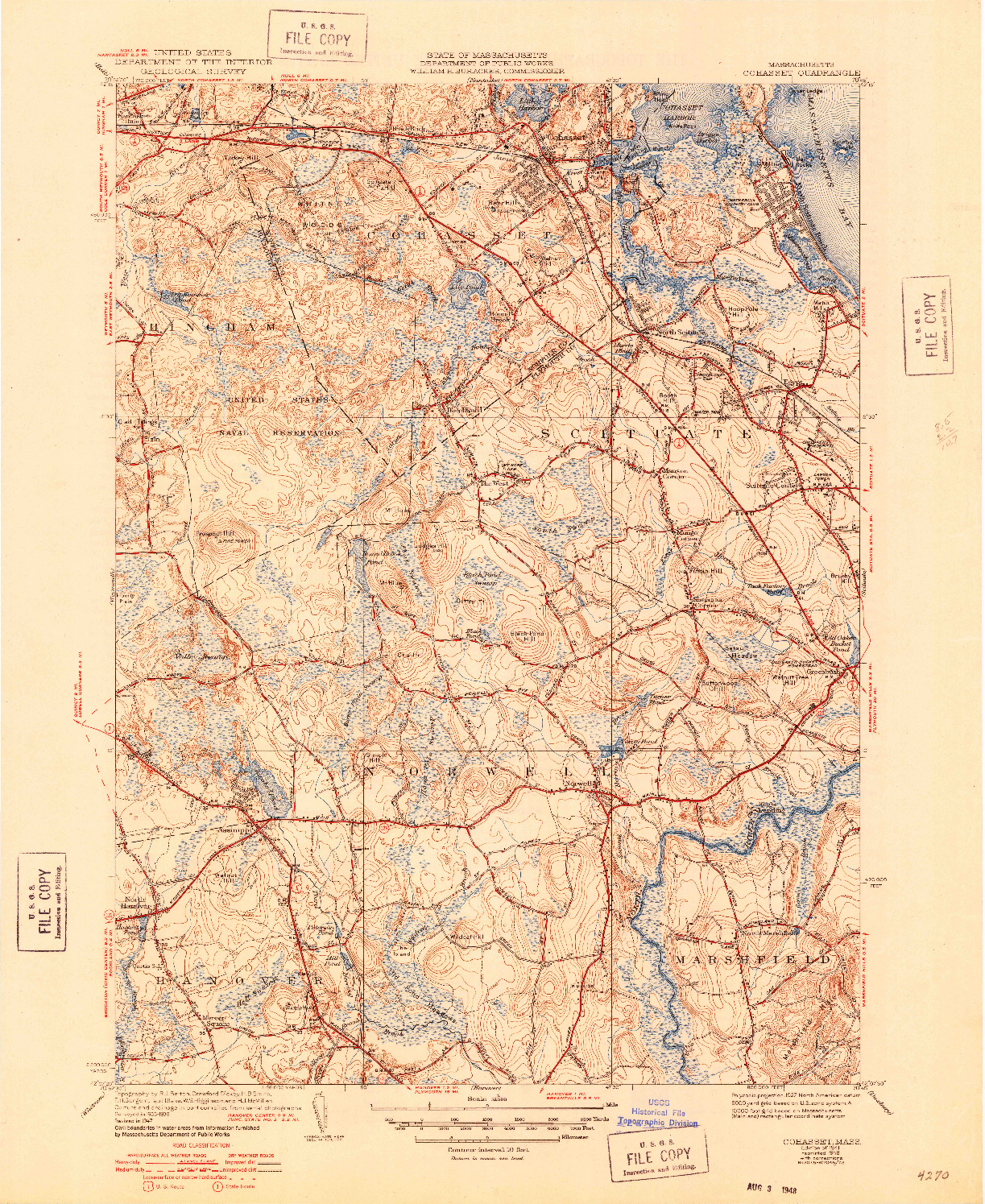 USGS 1:31680-SCALE QUADRANGLE FOR COHASSET, MA 1941