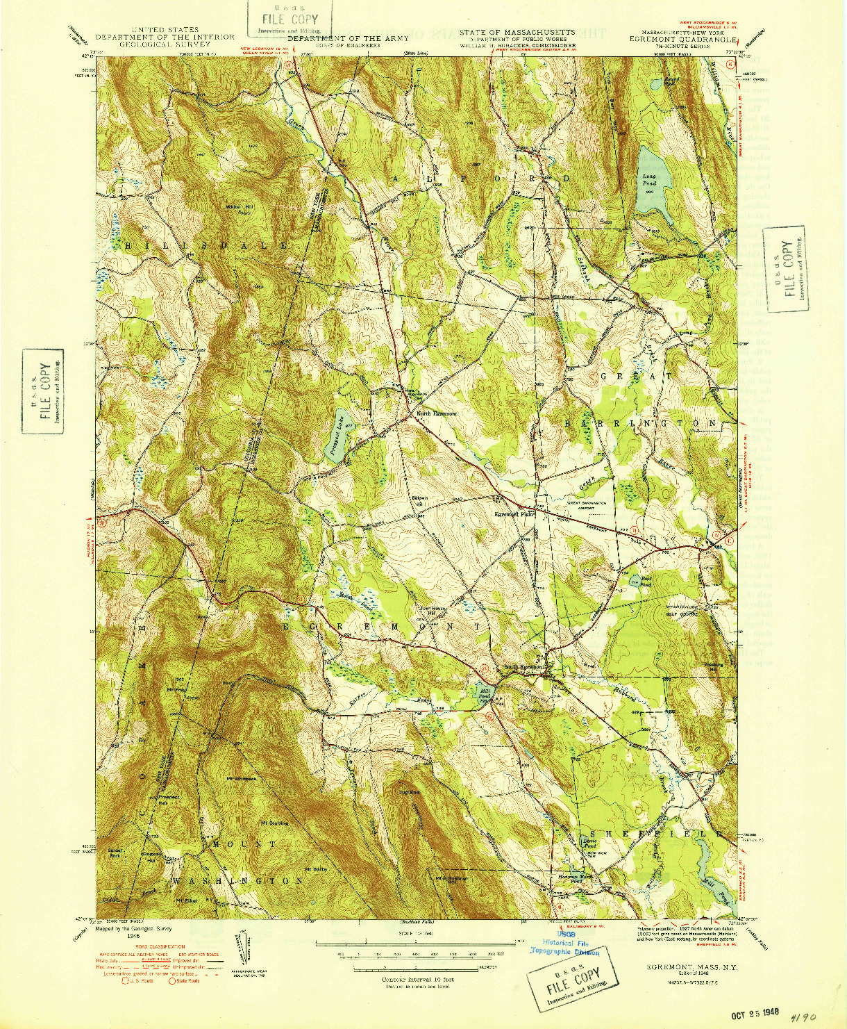 USGS 1:31680-SCALE QUADRANGLE FOR EGREMONT, MA 1948