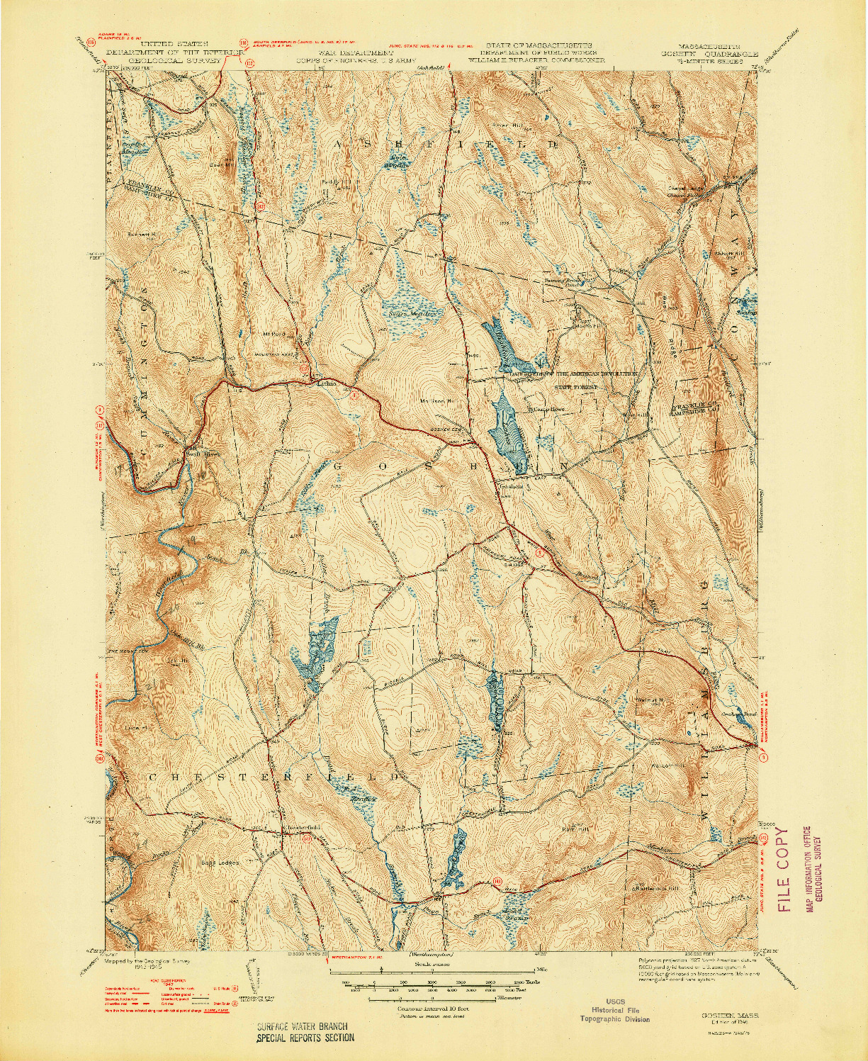 USGS 1:31680-SCALE QUADRANGLE FOR GOSHEN, MA 1948