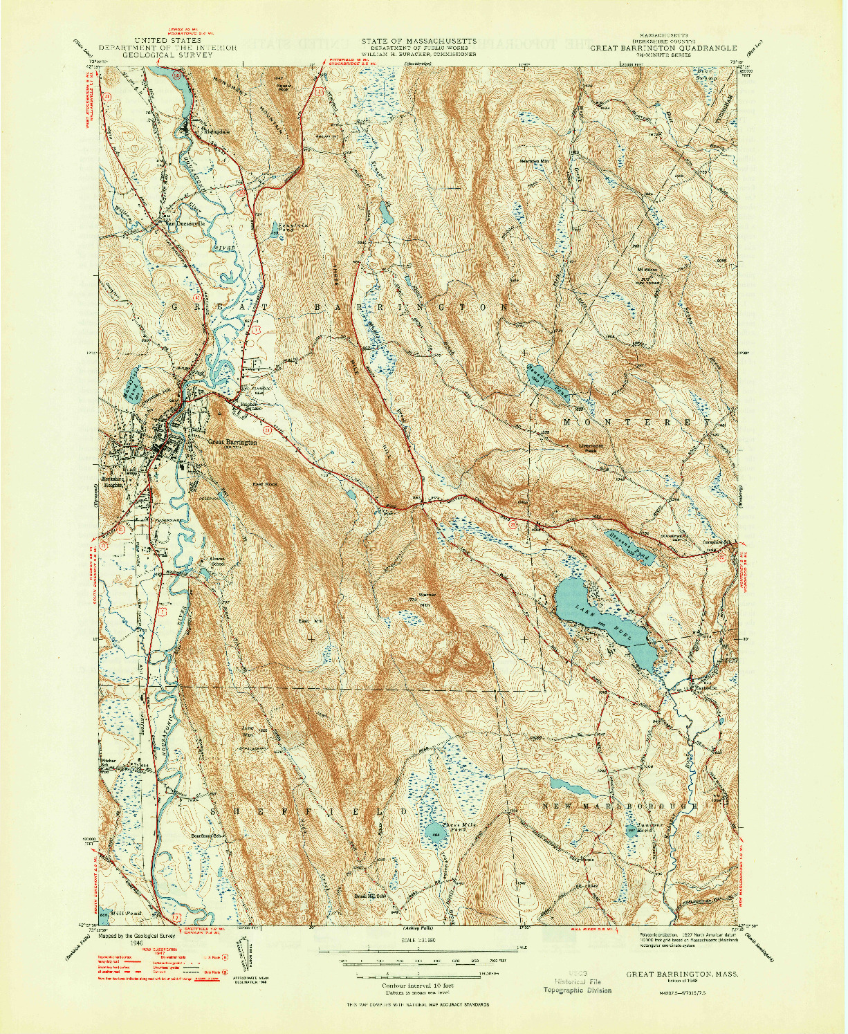 USGS 1:31680-SCALE QUADRANGLE FOR GREAT BARRINGTON, MA 1948