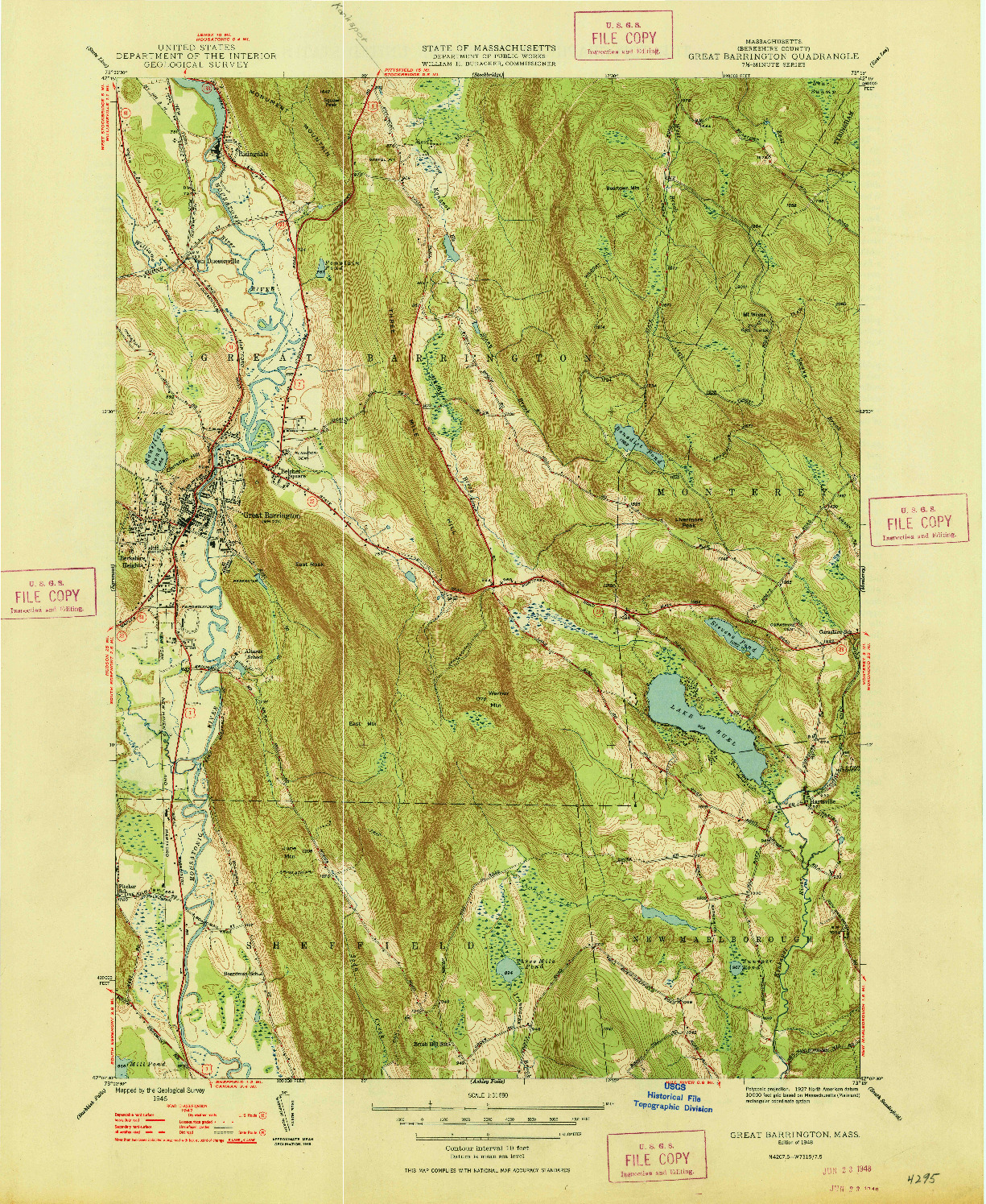 USGS 1:31680-SCALE QUADRANGLE FOR GREAT BARRINGTON, MA 1948