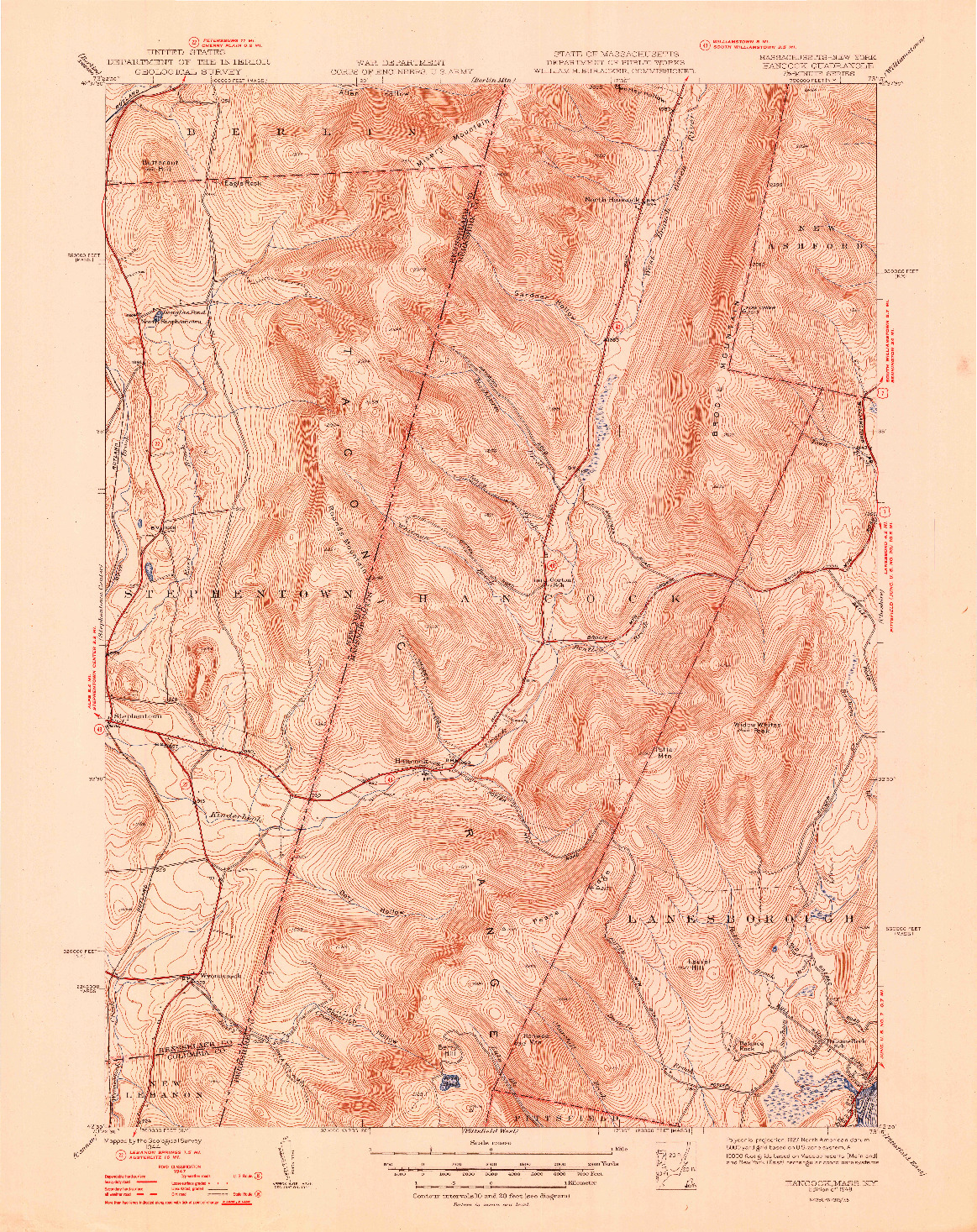 USGS 1:31680-SCALE QUADRANGLE FOR HANCOCK, MA 1948