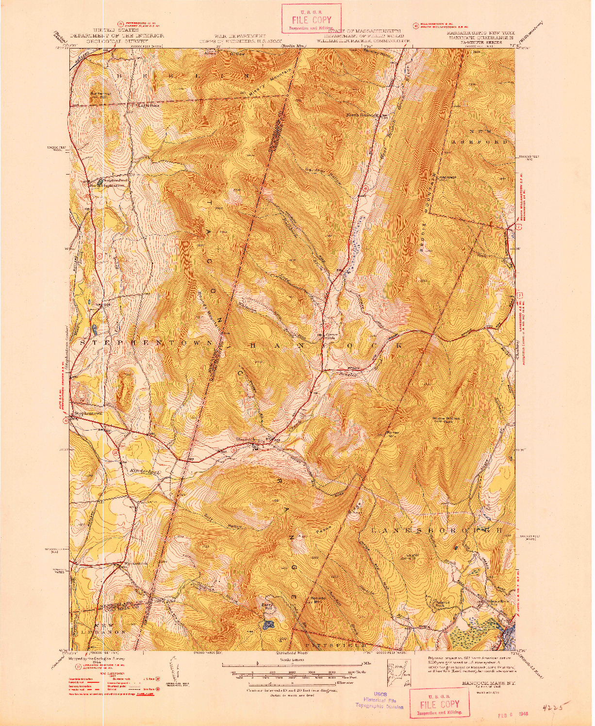 USGS 1:31680-SCALE QUADRANGLE FOR HANCOCK, MA 1948