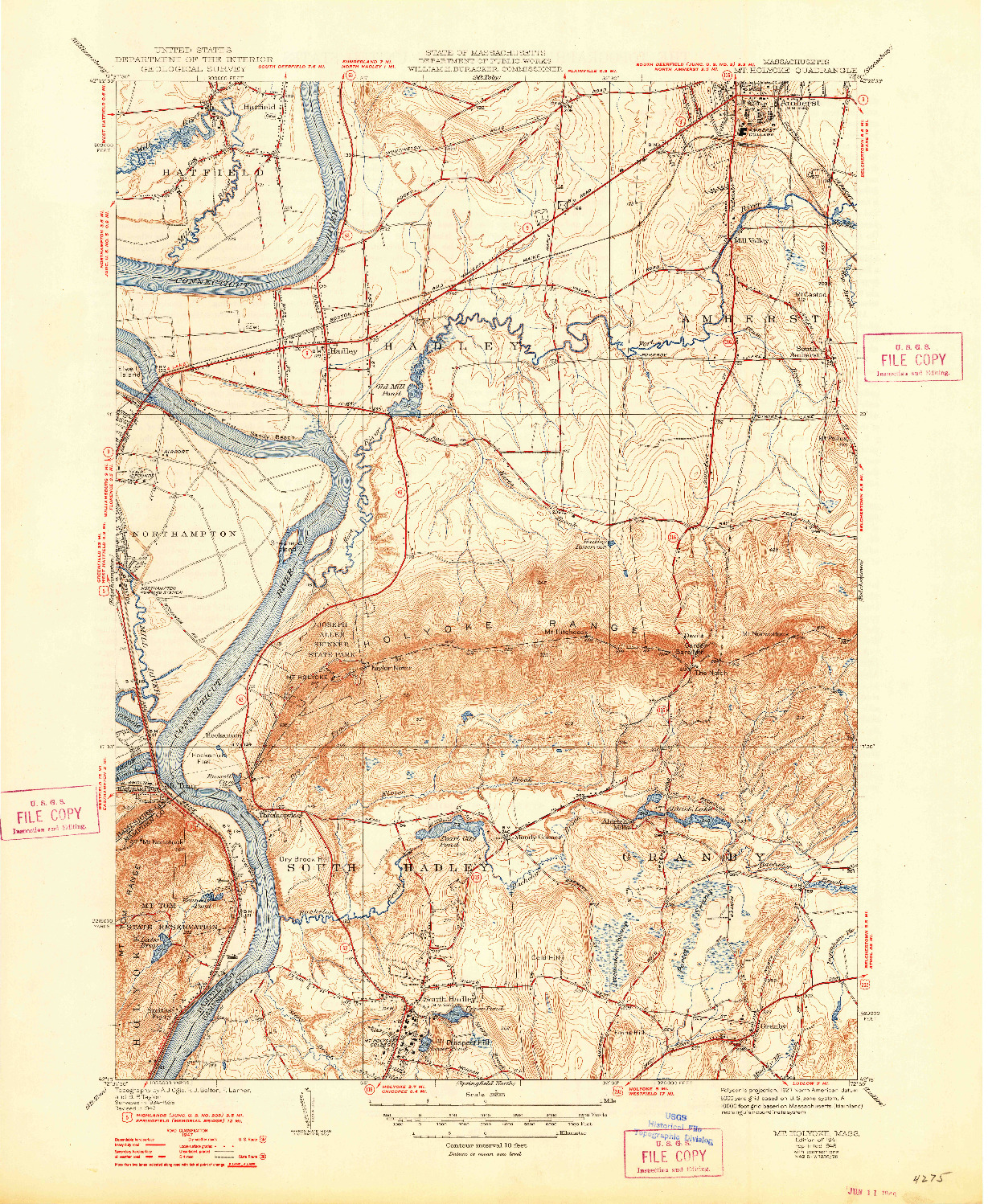 USGS 1:31680-SCALE QUADRANGLE FOR MT HOLYOKE, MA 1941
