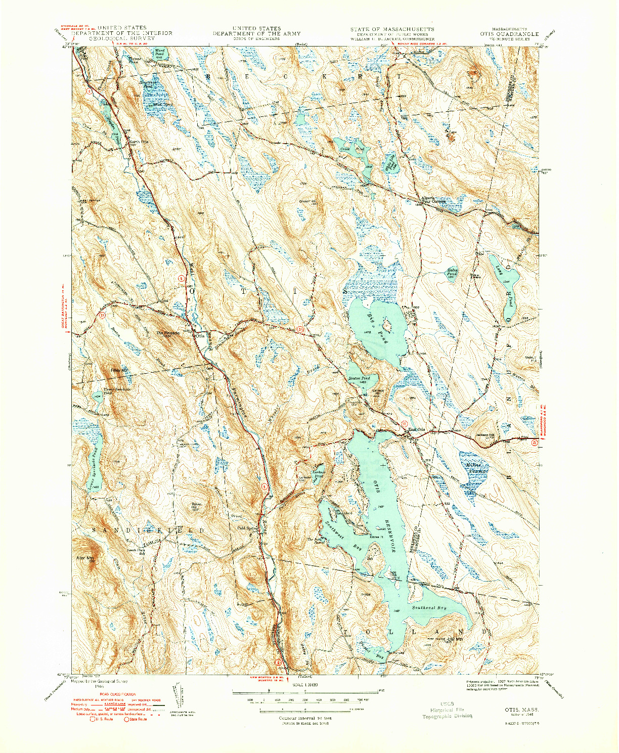 USGS 1:31680-SCALE QUADRANGLE FOR OTIS, MA 1948
