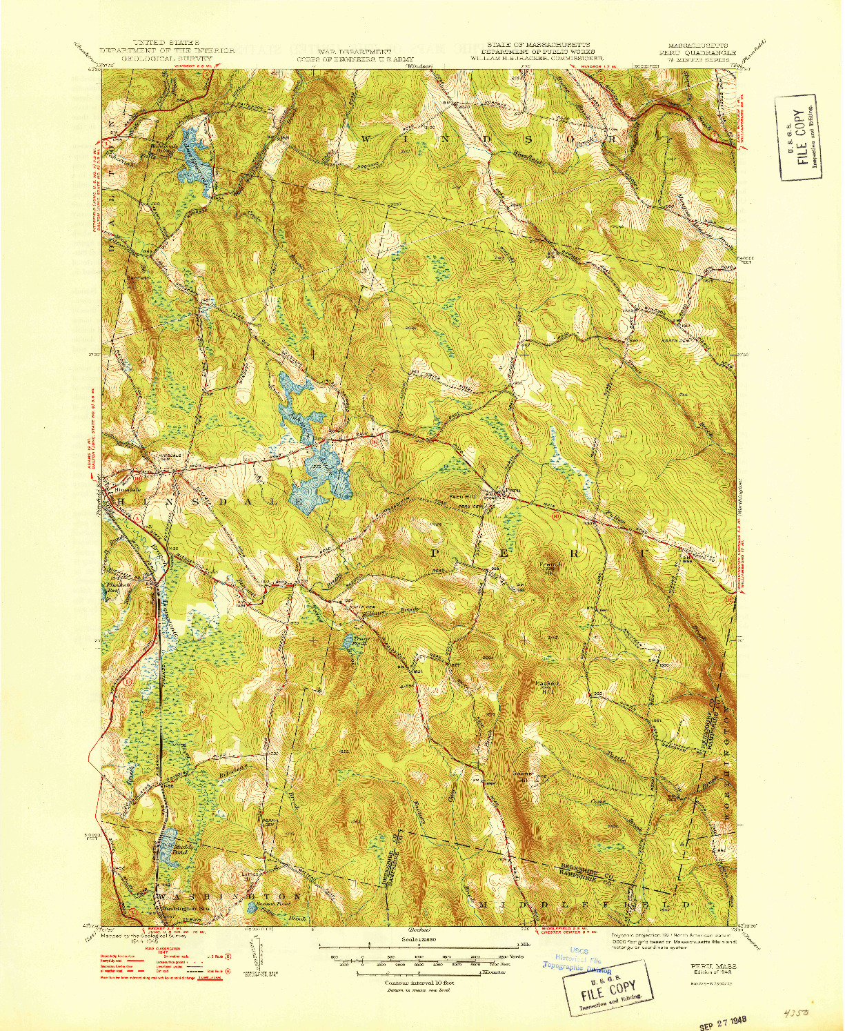 USGS 1:31680-SCALE QUADRANGLE FOR PERU, MA 1948