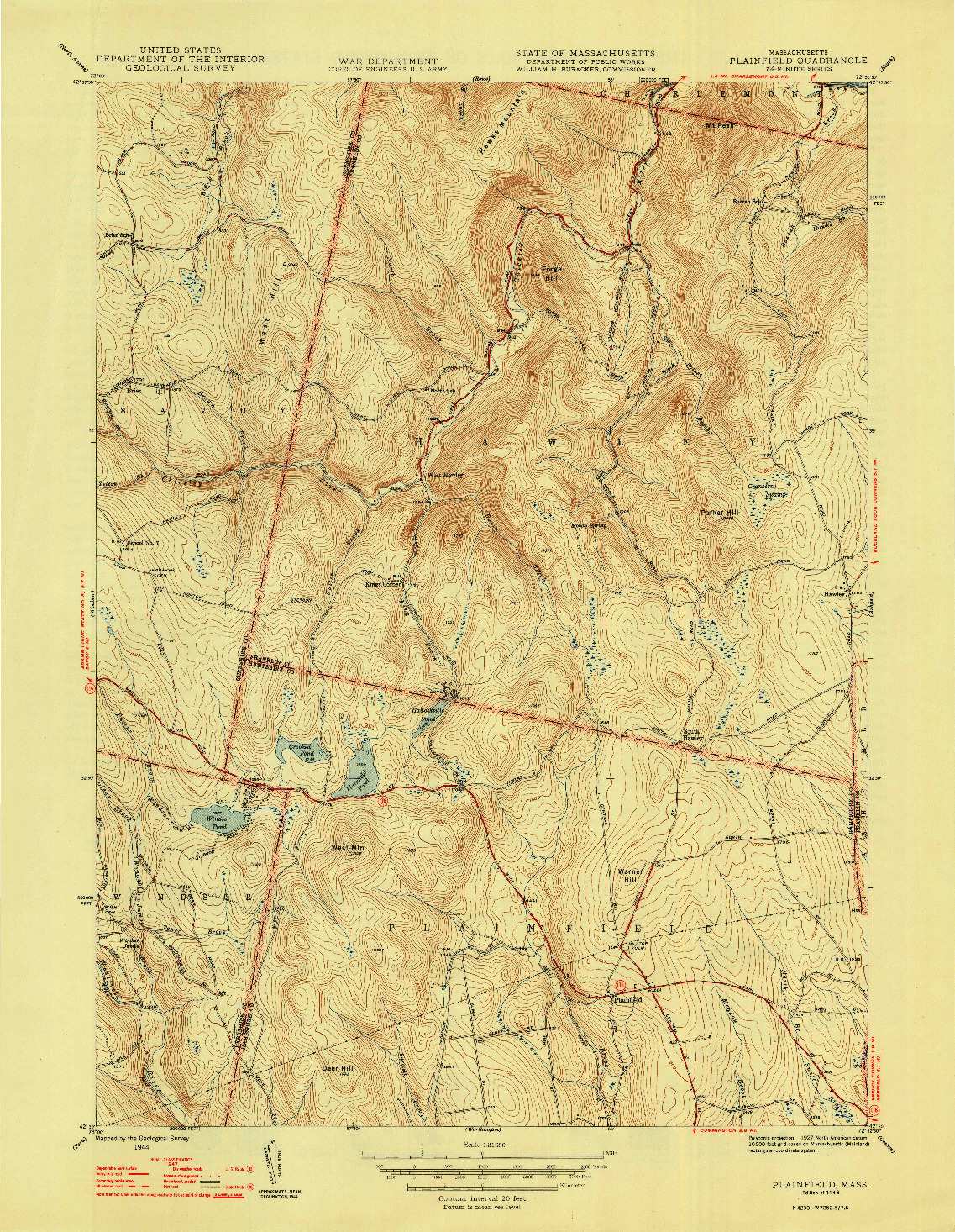 USGS 1:31680-SCALE QUADRANGLE FOR PLAINFIELD, MA 1948