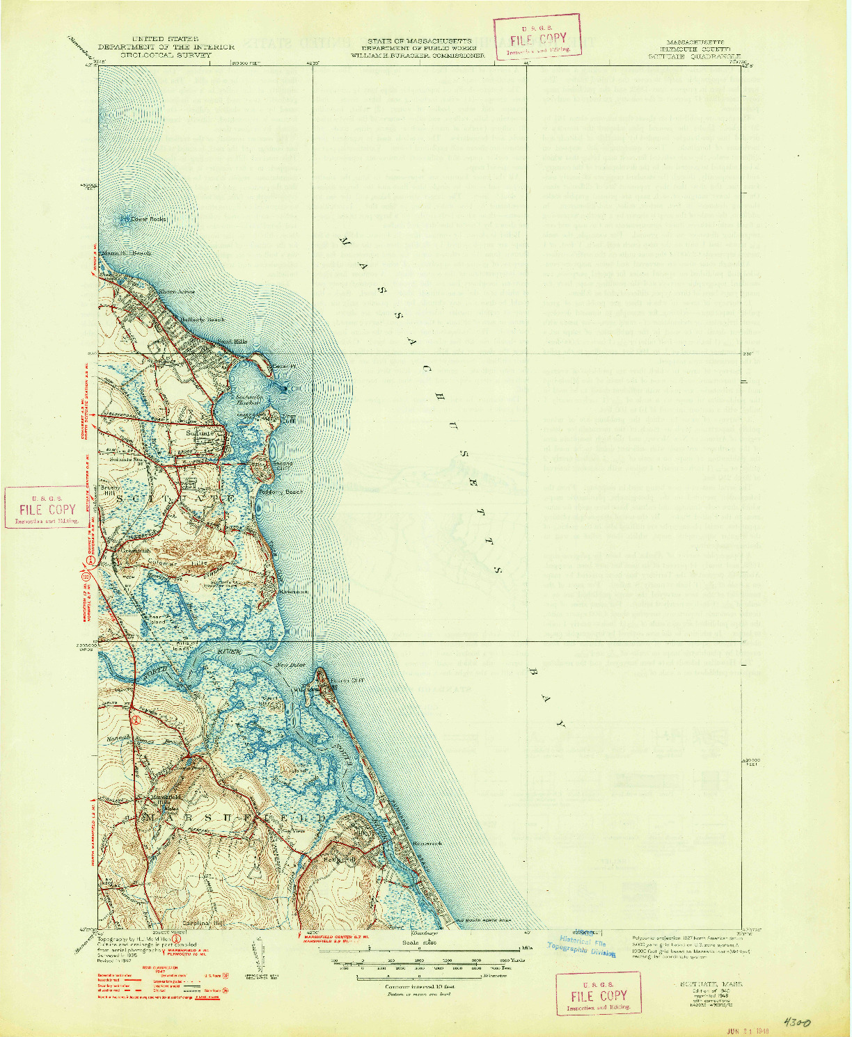 USGS 1:31680-SCALE QUADRANGLE FOR SCITUATE, MA 1940