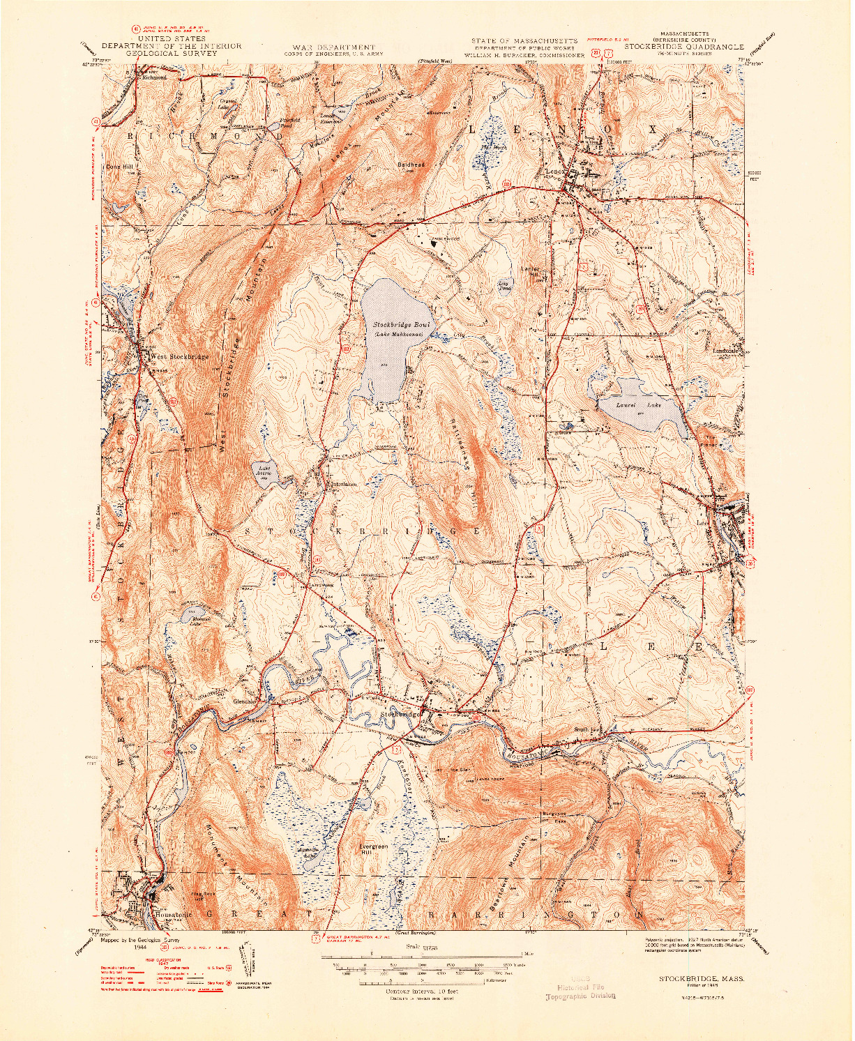 USGS 1:31680-SCALE QUADRANGLE FOR STOCKBRIDGE, MA 1948