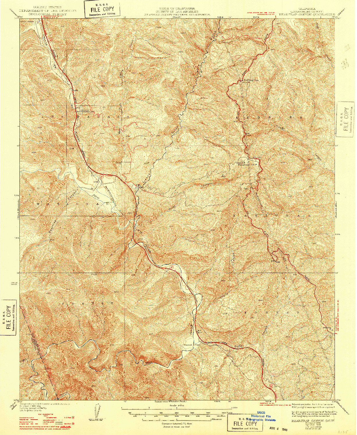 USGS 1:24000-SCALE QUADRANGLE FOR BEARTRAP CANYON, CA 1938