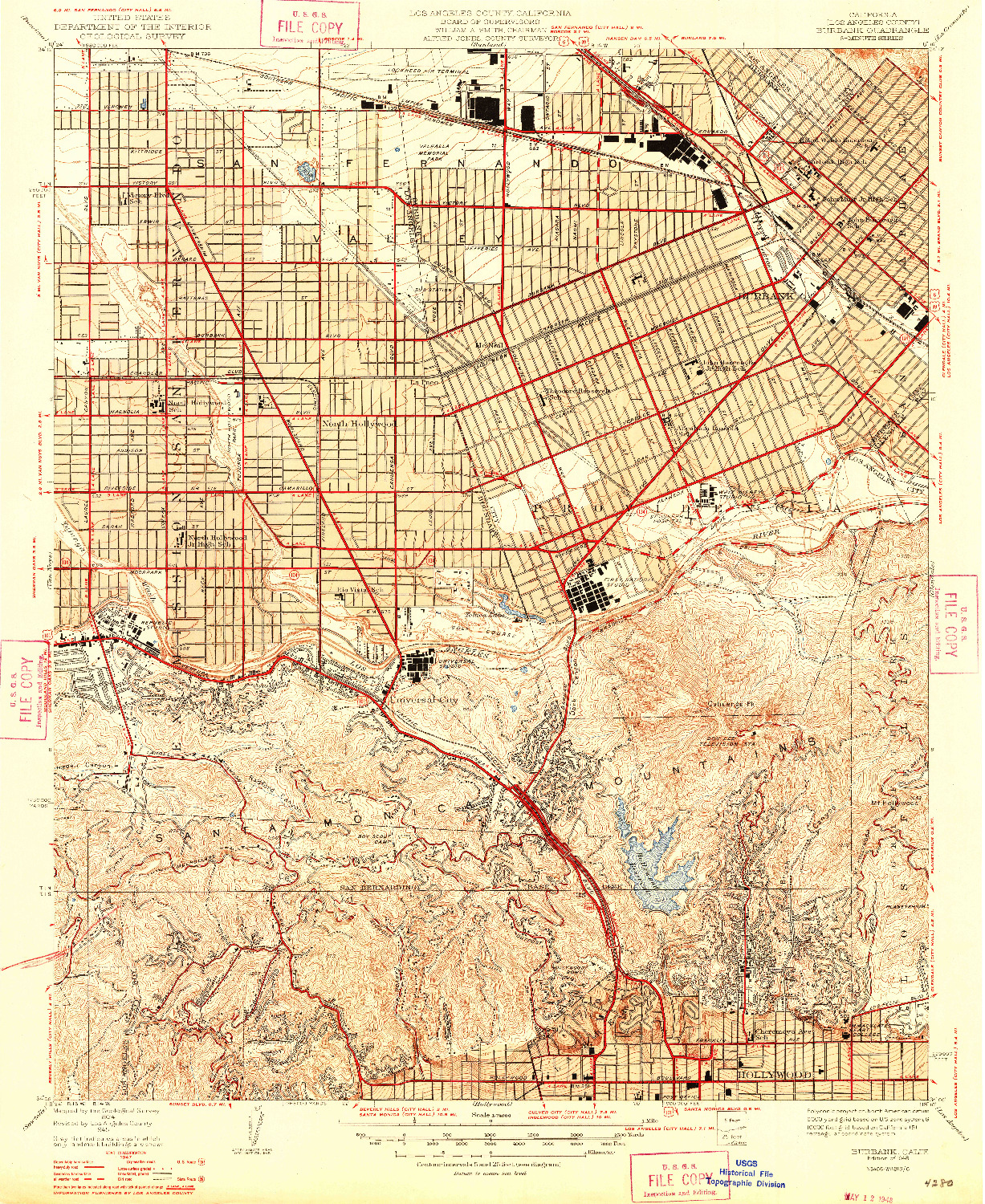 USGS 1:24000-SCALE QUADRANGLE FOR BURBANK, CA 1948