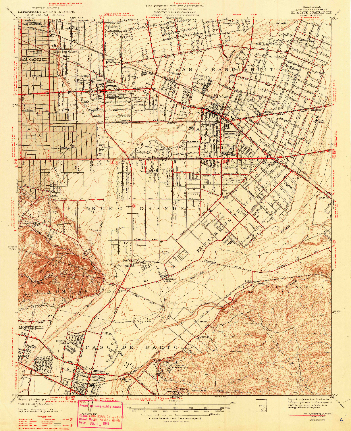 USGS 1:24000-SCALE QUADRANGLE FOR EL MONTE, CA 1948