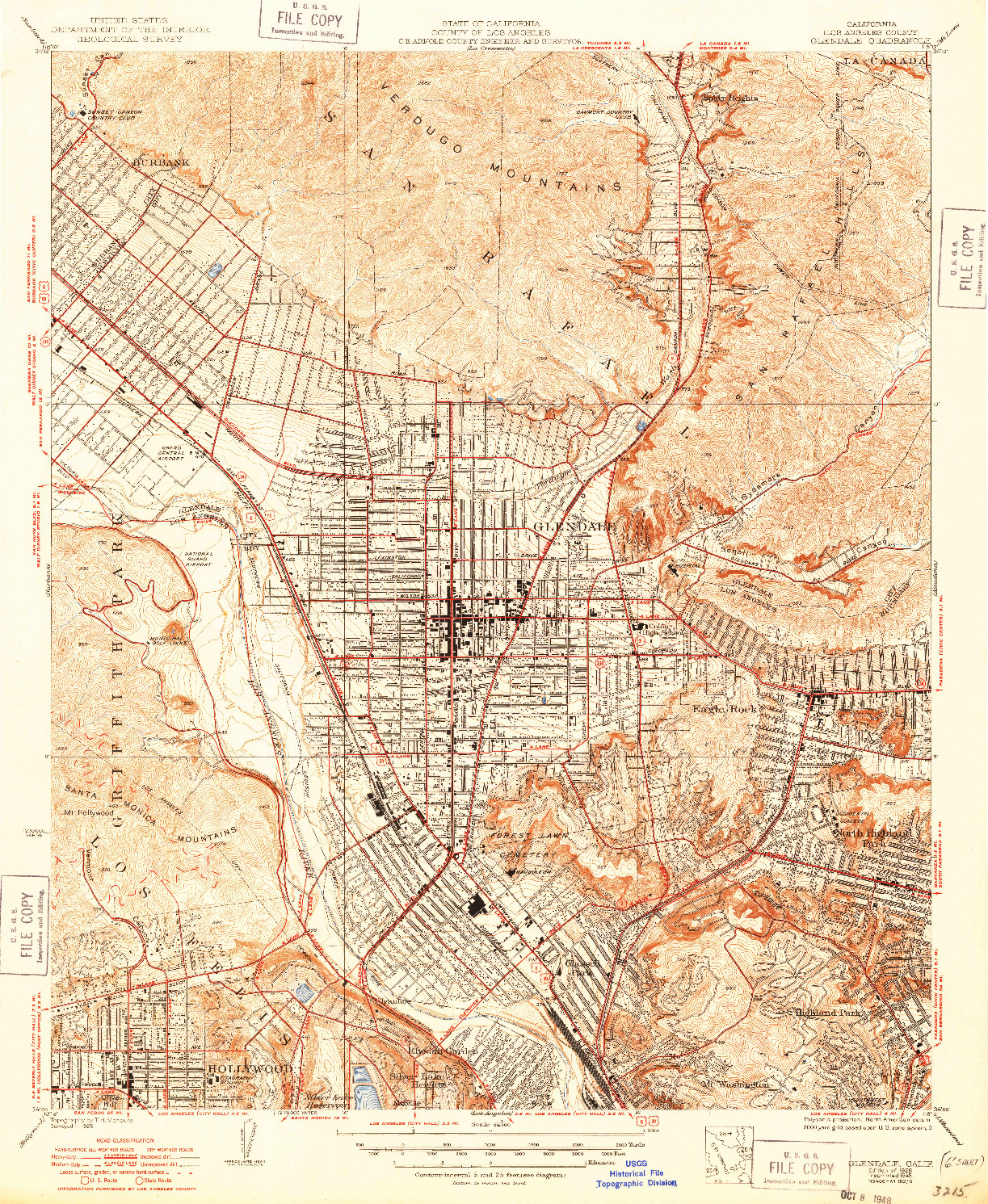 USGS 1:24000-SCALE QUADRANGLE FOR GLENDALE, CA 1928