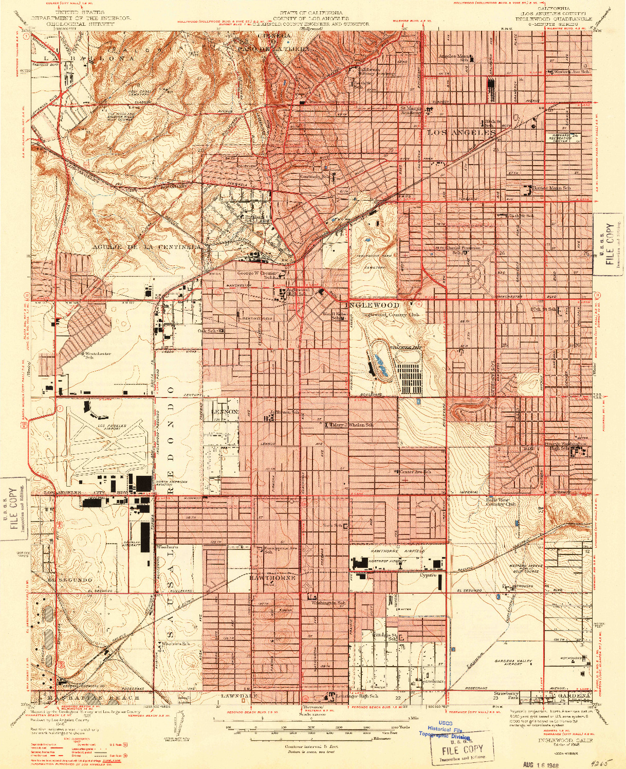 USGS 1:24000-SCALE QUADRANGLE FOR INGLEWOOD, CA 1948