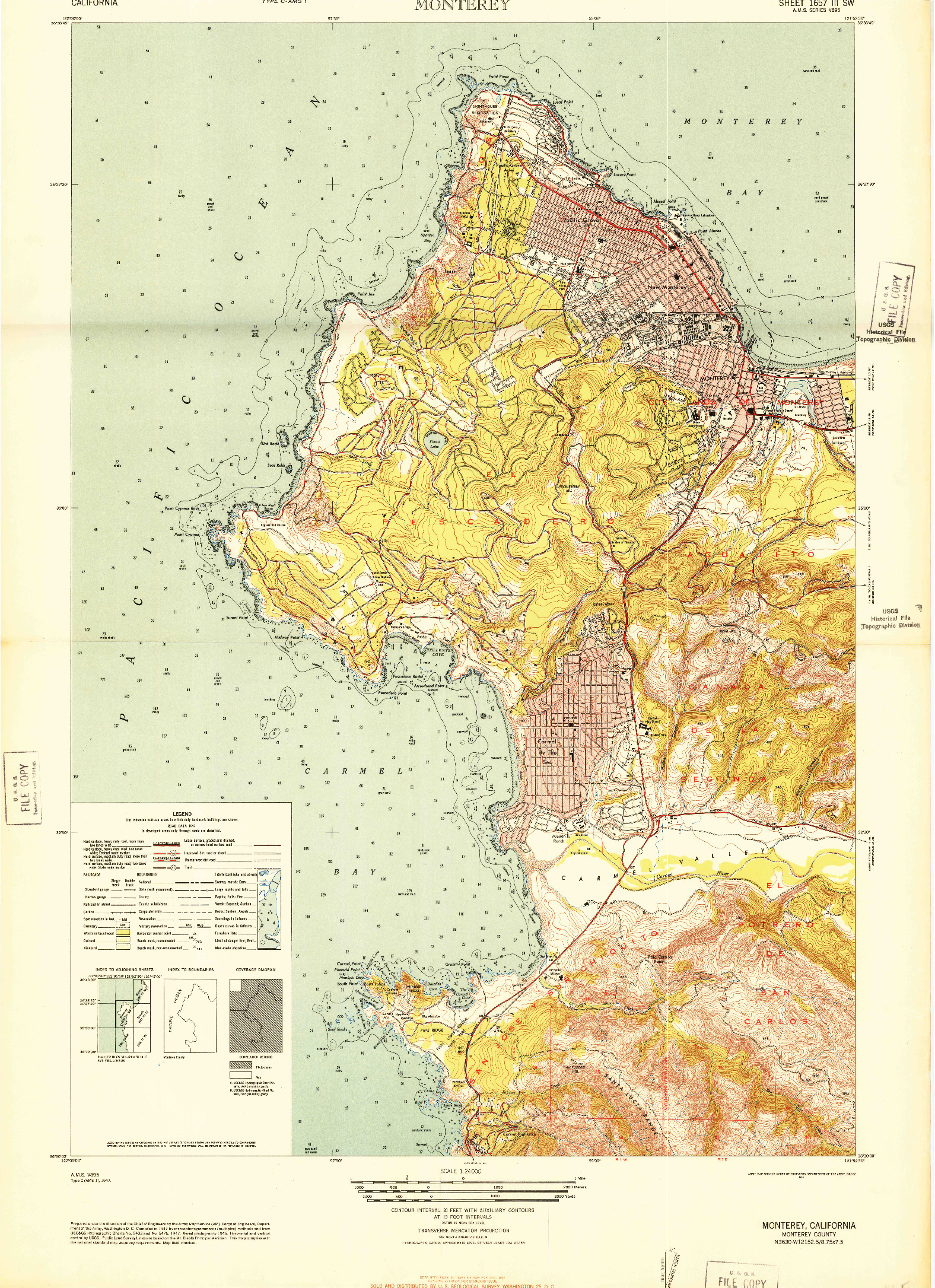 USGS 1:24000-SCALE QUADRANGLE FOR MONTEREY, CA 1948