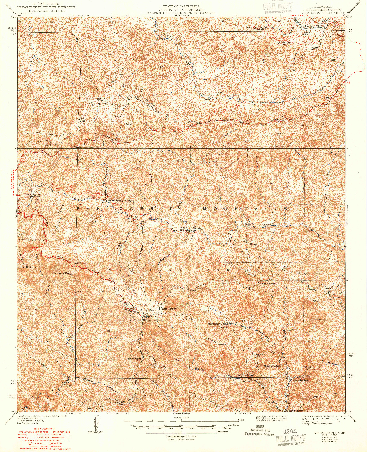 USGS 1:24000-SCALE QUADRANGLE FOR MT. WILSON, CA 1939