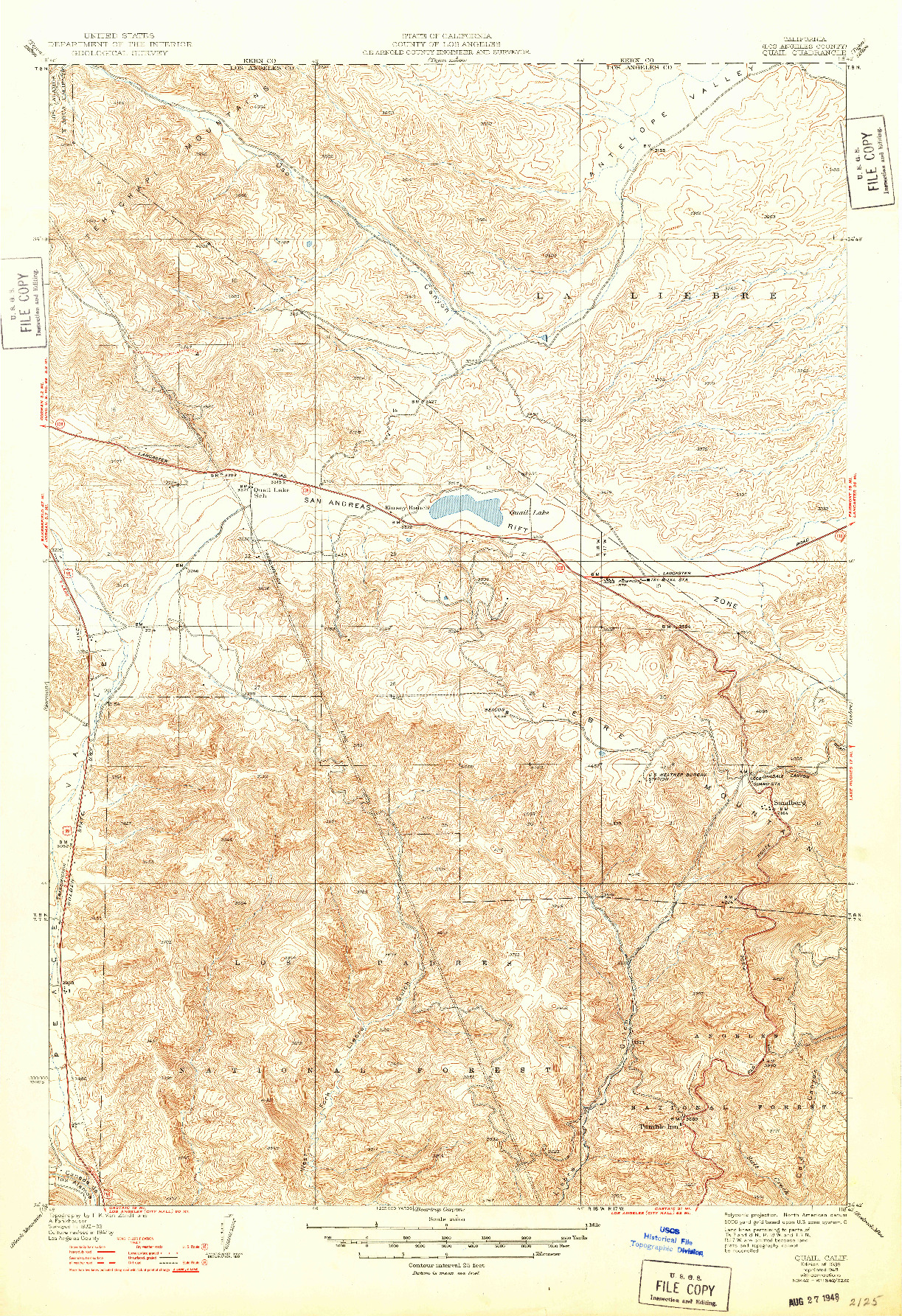 USGS 1:24000-SCALE QUADRANGLE FOR QUAIL, CA 1938