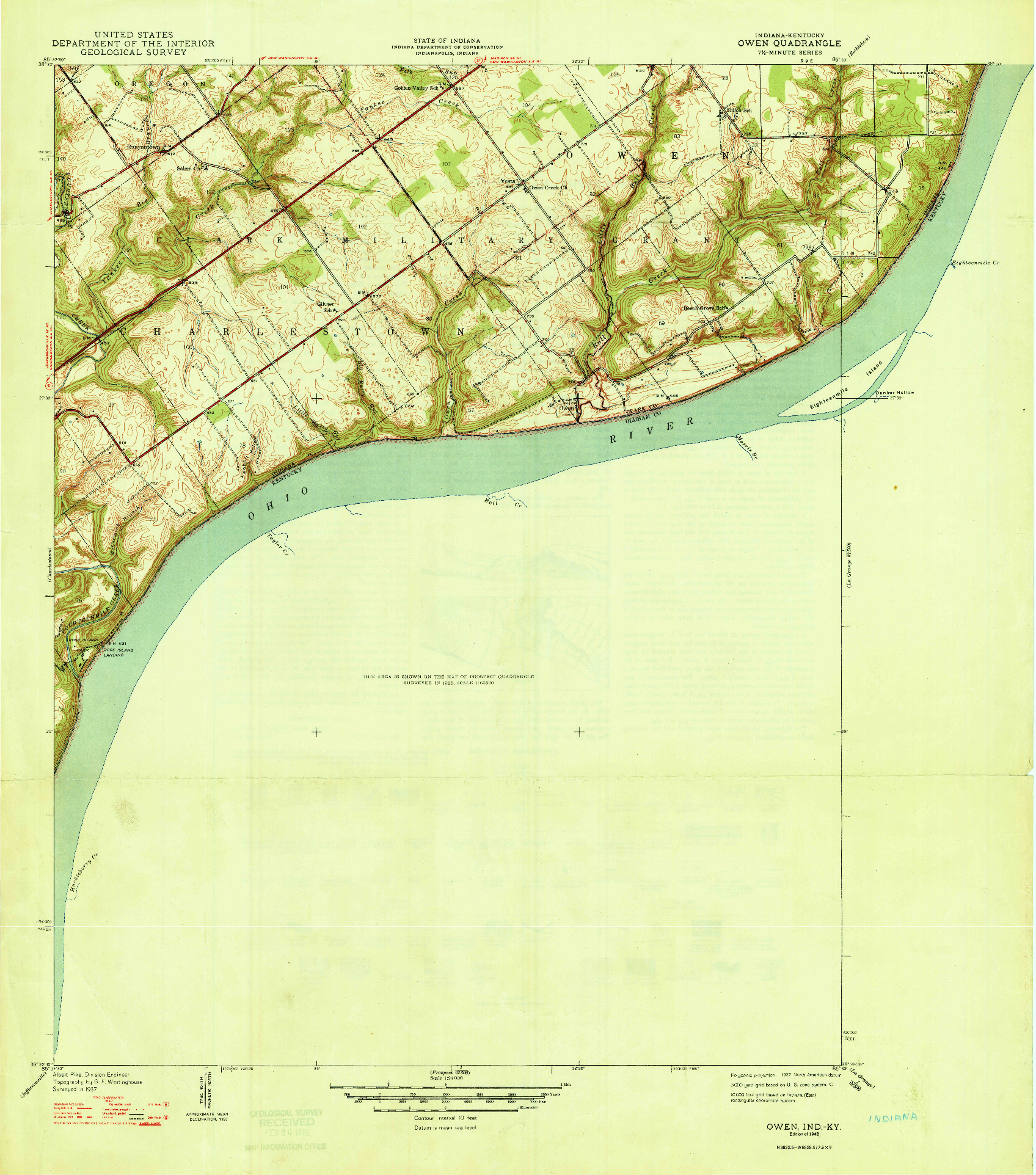 USGS 1:24000-SCALE QUADRANGLE FOR OWEN, IN 1948