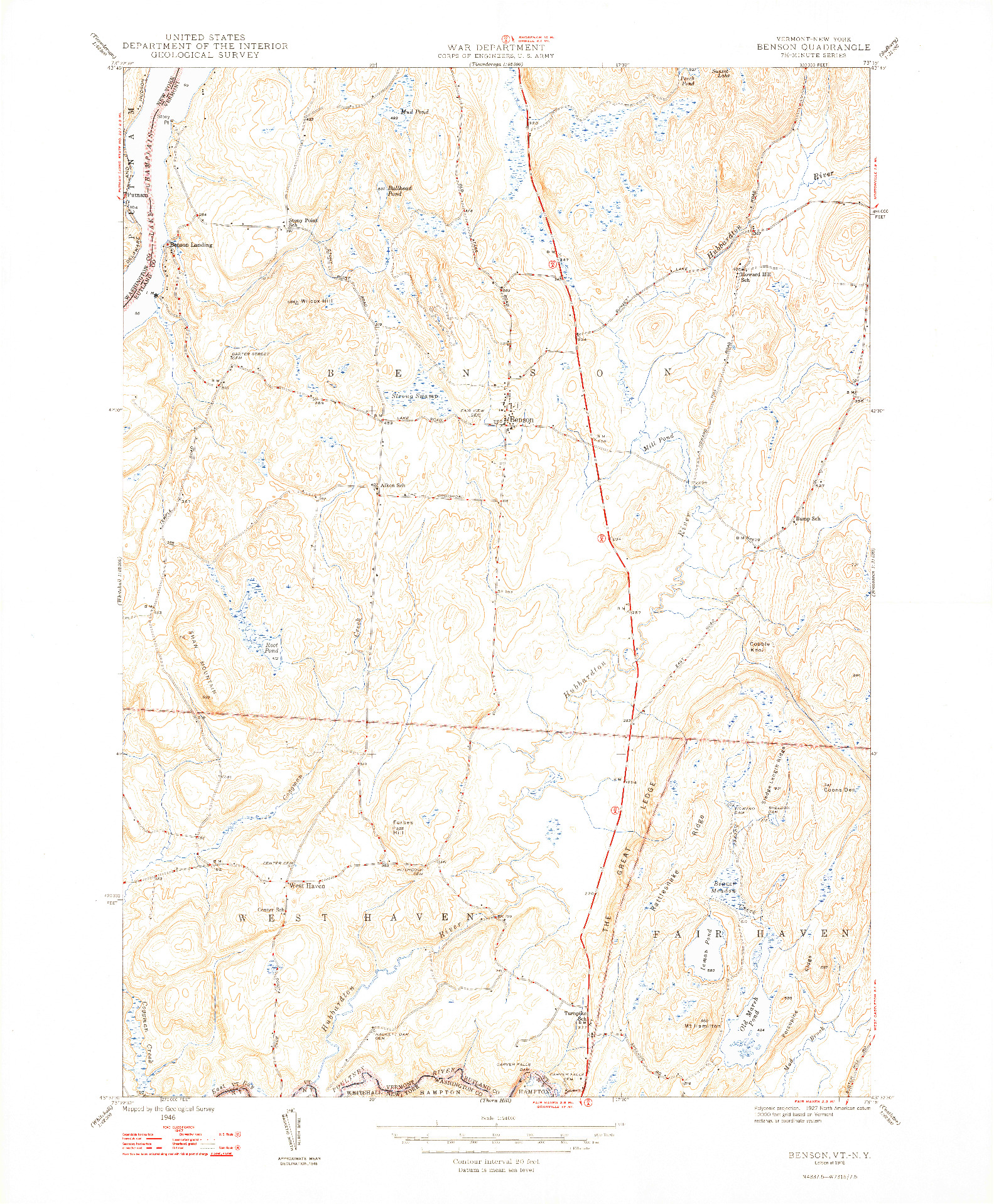 USGS 1:24000-SCALE QUADRANGLE FOR BENSON, VT 1948