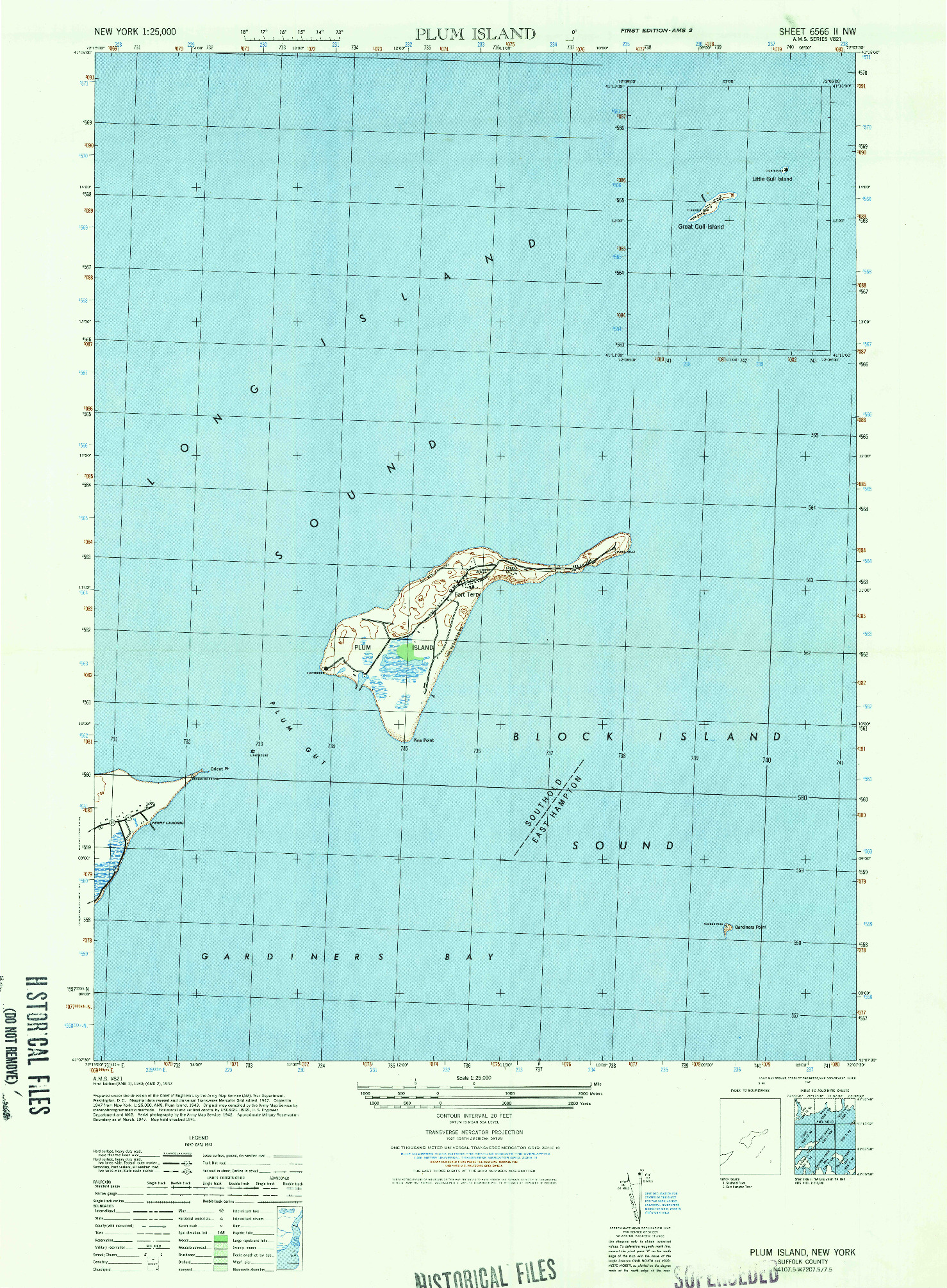 USGS 1:25000-SCALE QUADRANGLE FOR PLUM ISLAND, NY 1947