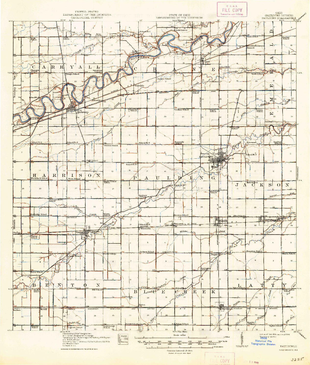 USGS 1:62500-SCALE QUADRANGLE FOR PAULDING, OH 1914