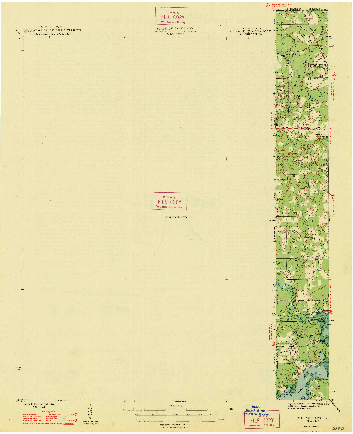 USGS 1:62500-SCALE QUADRANGLE FOR KILDARE, TX 1948
