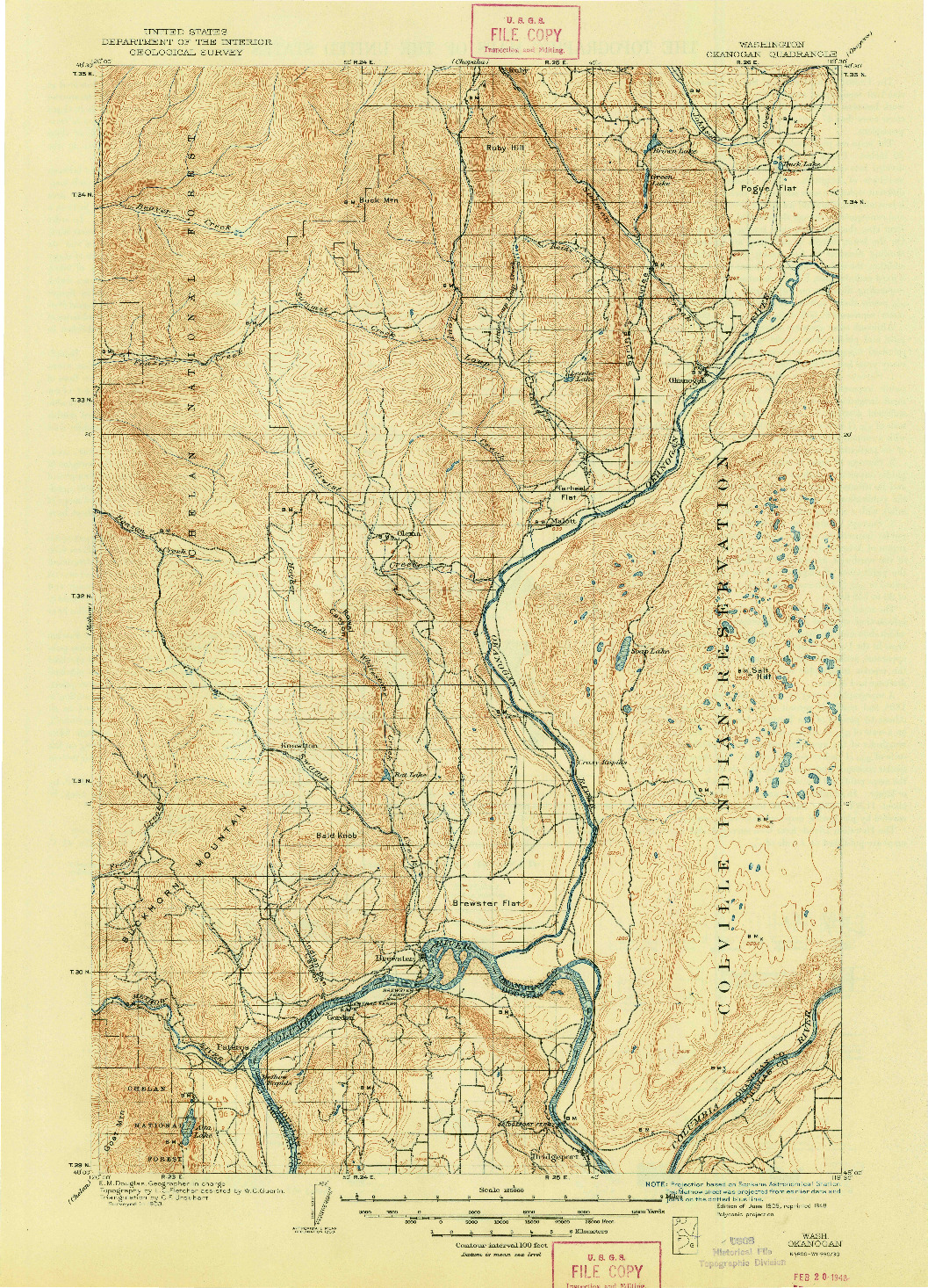 USGS 1:125000-SCALE QUADRANGLE FOR OKANOGAN, WA 1905