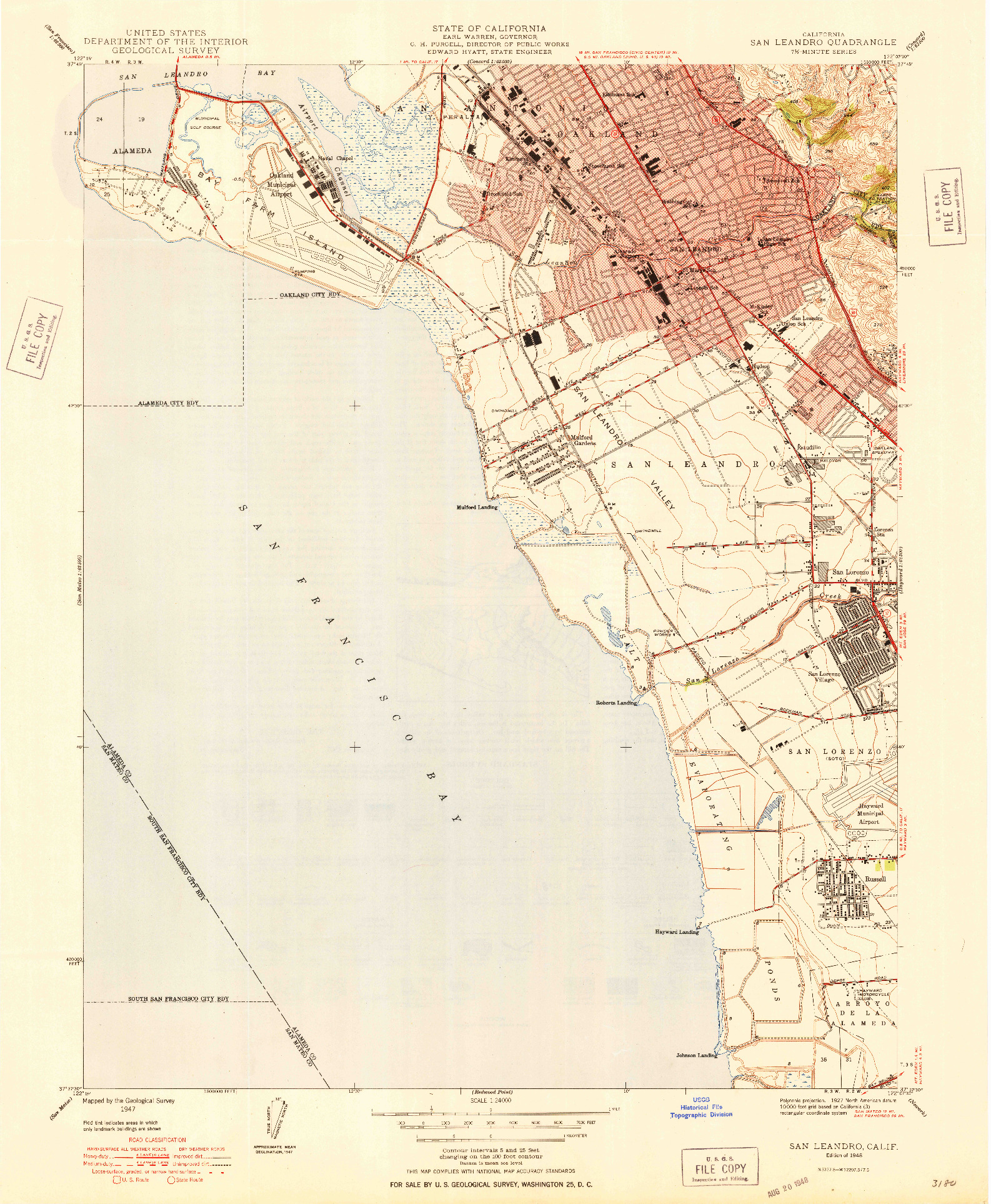 USGS 1:24000-SCALE QUADRANGLE FOR SAN LEANDRO, CA 1948