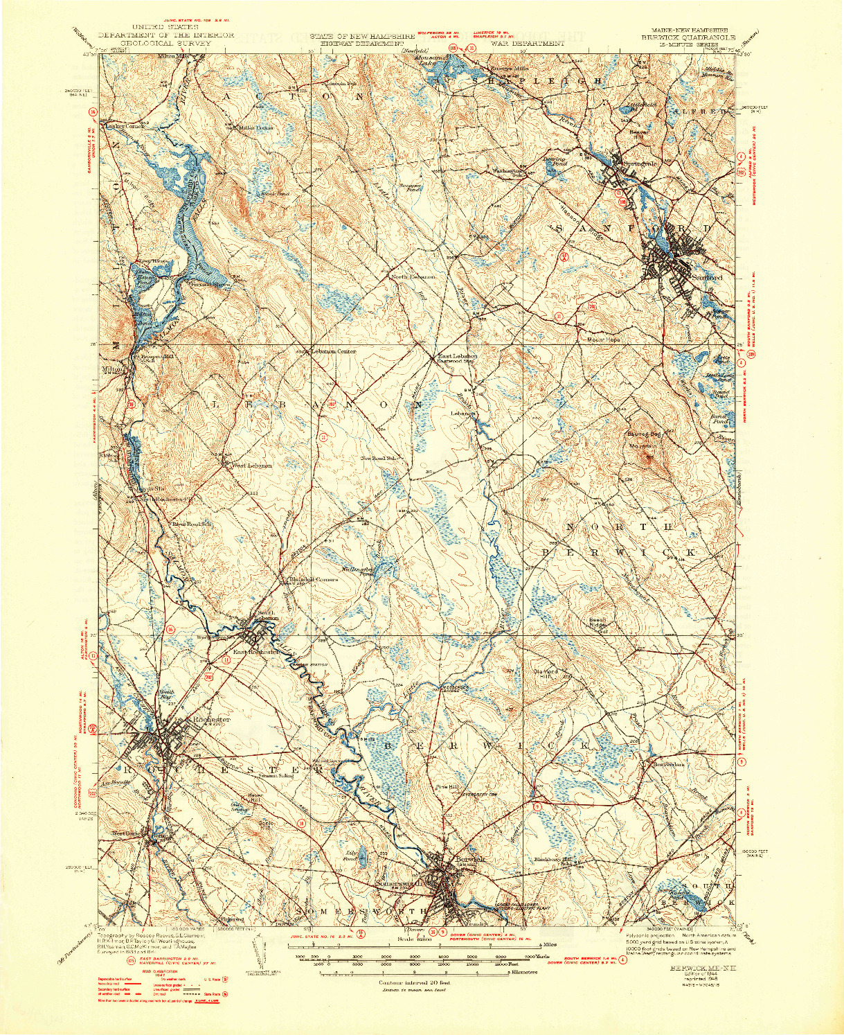USGS 1:62500-SCALE QUADRANGLE FOR BERWICK, ME 1944