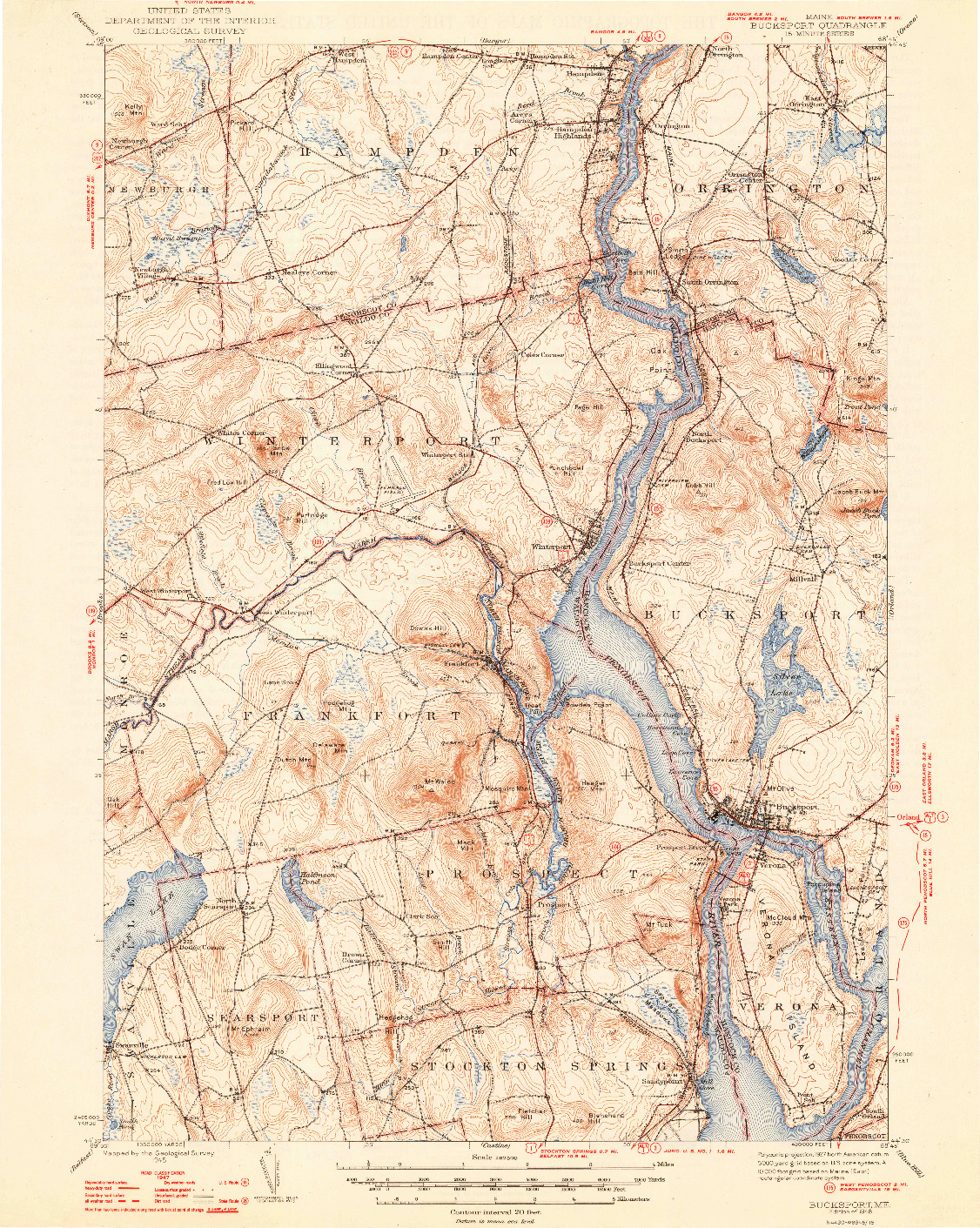 USGS 1:62500-SCALE QUADRANGLE FOR BUCKSPORT, ME 1948