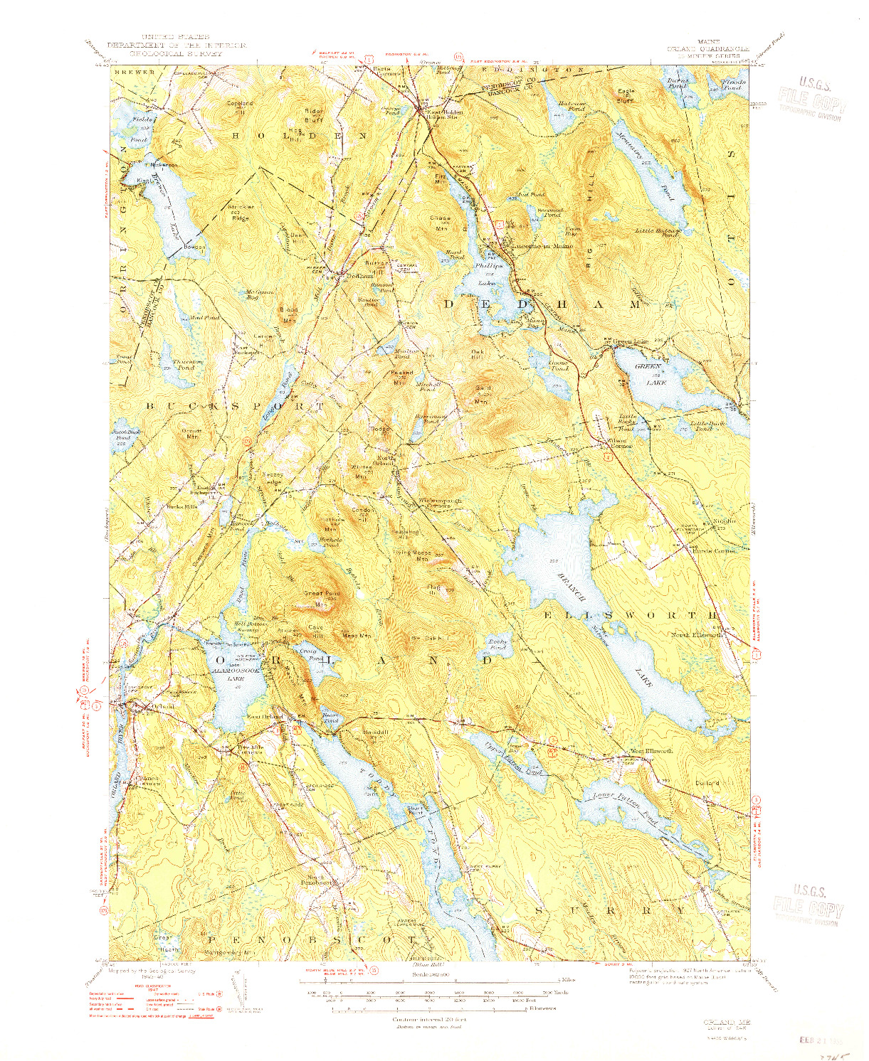 USGS 1:62500-SCALE QUADRANGLE FOR ORLAND, ME 1948