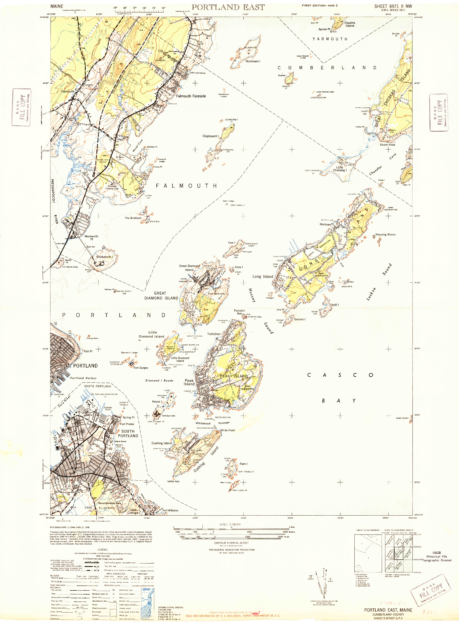 USGS 1:24000-SCALE QUADRANGLE FOR PORTLAND EAST, ME 1944