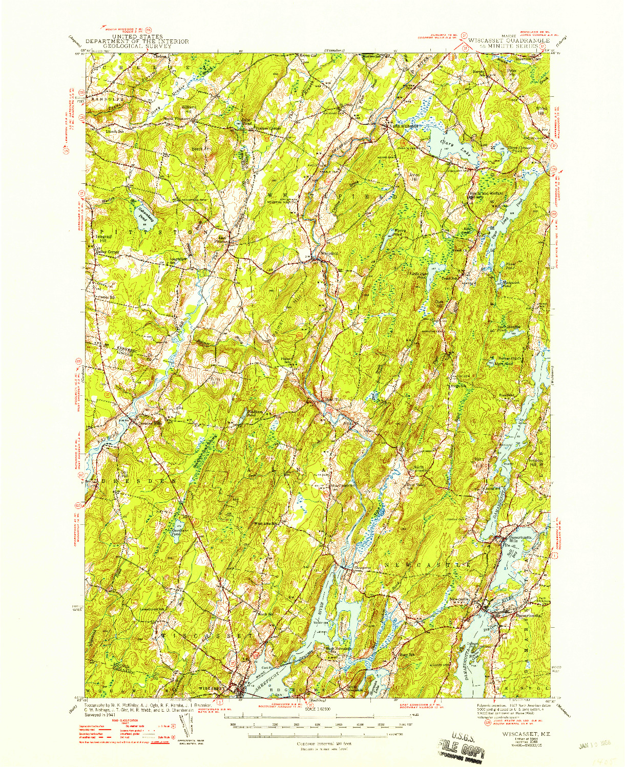 USGS 1:62500-SCALE QUADRANGLE FOR WISCASSET, ME 1944